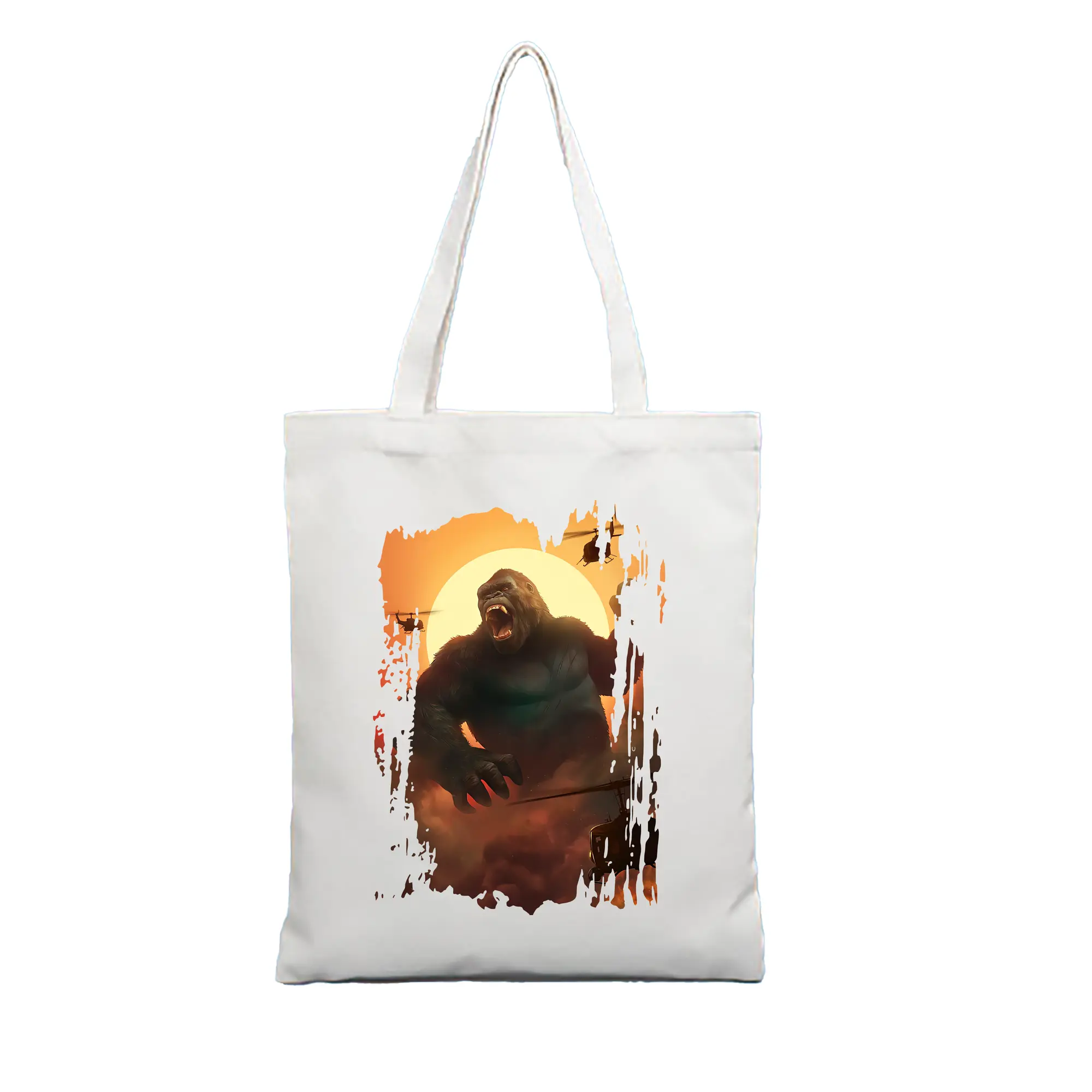 ゴジラ グッズ,キングコング - 縦型キャンバス手提げバッグ（トートバッグ） ・ キャンバス素材 ・ ショッピング用 ・ 軽量 丈夫 お手入れ簡単