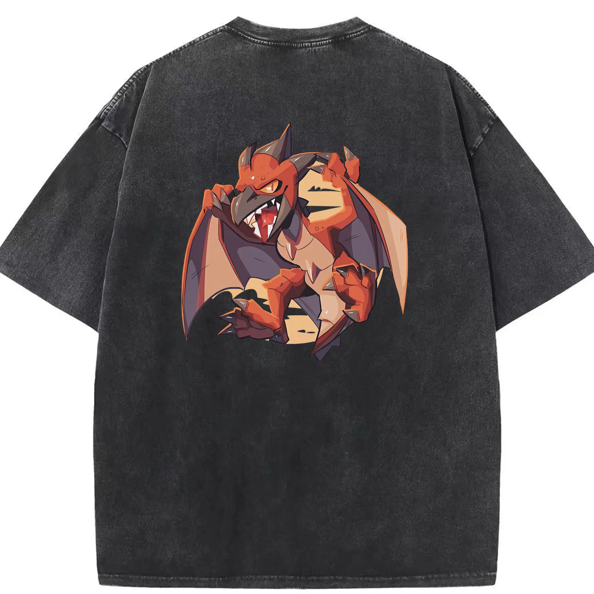 ゴジラ グッズ,ラドン - 綿100％ ヴィンテージ風 半袖Tシャツ ・ 背面プリント ・ 柔らか肌触り ・ 通気性 快適 ・ スポーツ カジュアル 外出用