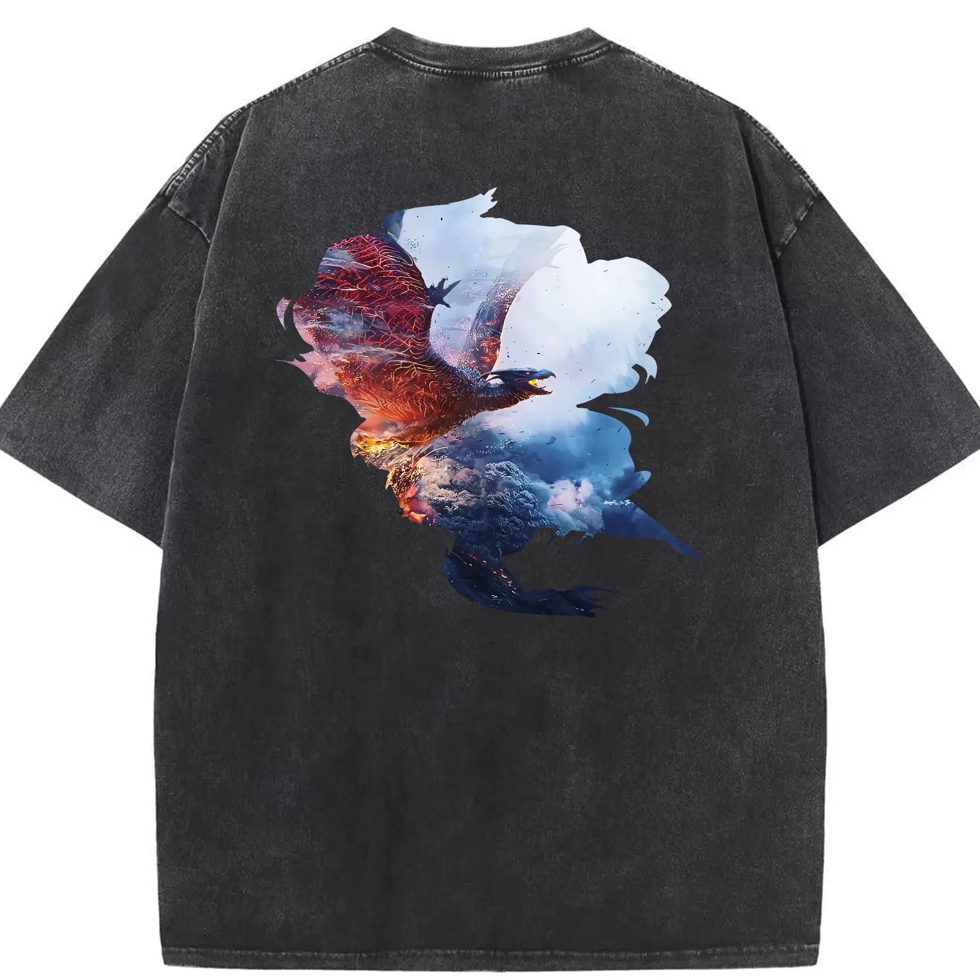 ゴジラ グッズ,ラドン - 綿100％ ヴィンテージ風 半袖Tシャツ ・ 背面プリント ・ 柔らか肌触り ・ 通気性 快適 ・ スポーツ カジュアル 外出用