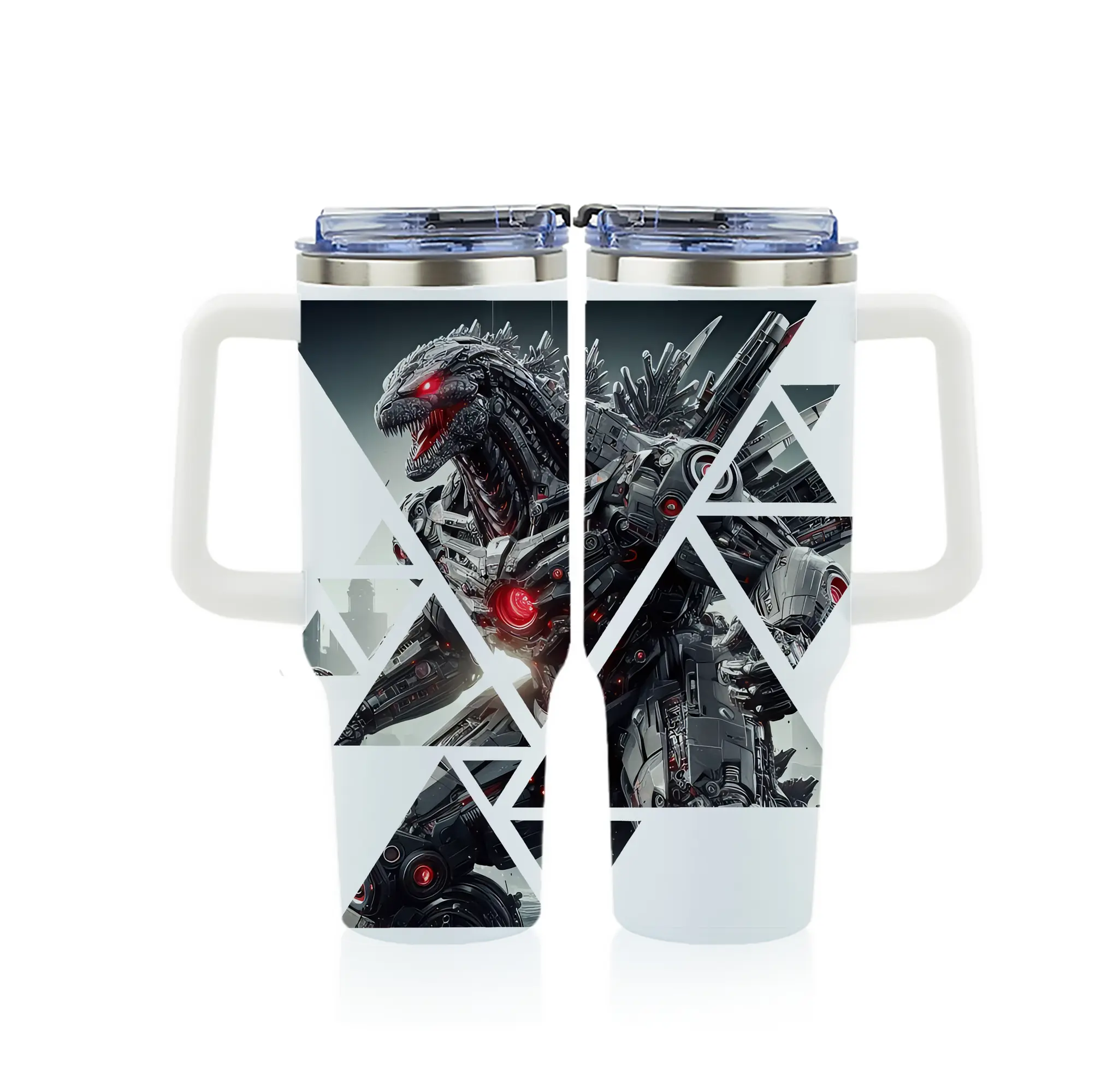 ゴジラ グッズ,メカゴジラ - 1200mL フルプリント車用タンブラー ・ 304ステンレス 内側 ・ 201ステンレス 外側 ・ 保温 保冷 ・ 通勤 ドライブ アウトドア用