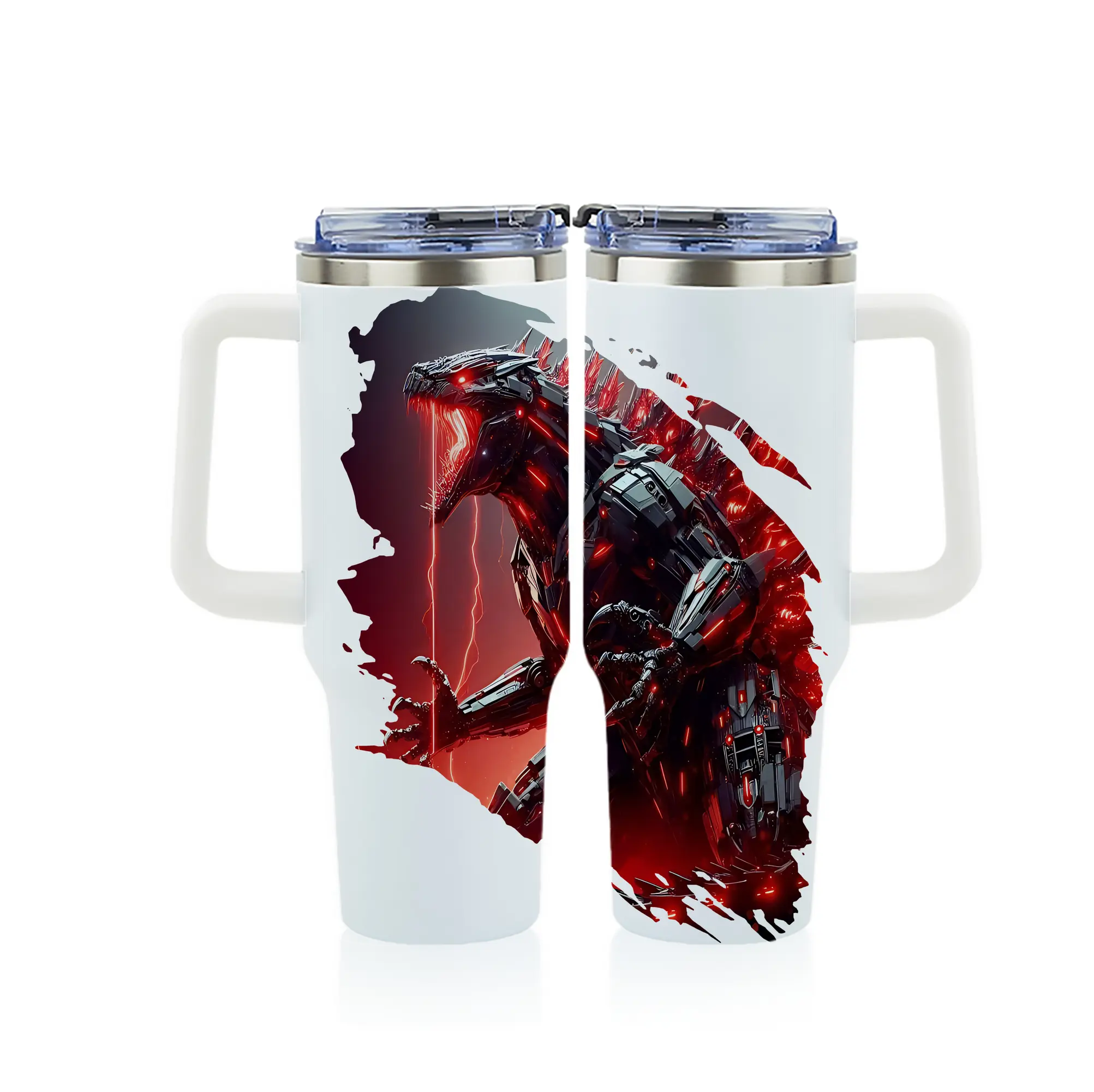 ゴジラ グッズ,メカゴジラ - 1200mL フルプリント車用タンブラー ・ 304ステンレス 内側 ・ 201ステンレス 外側 ・ 保温 保冷 ・ 通勤 ドライブ アウトドア用