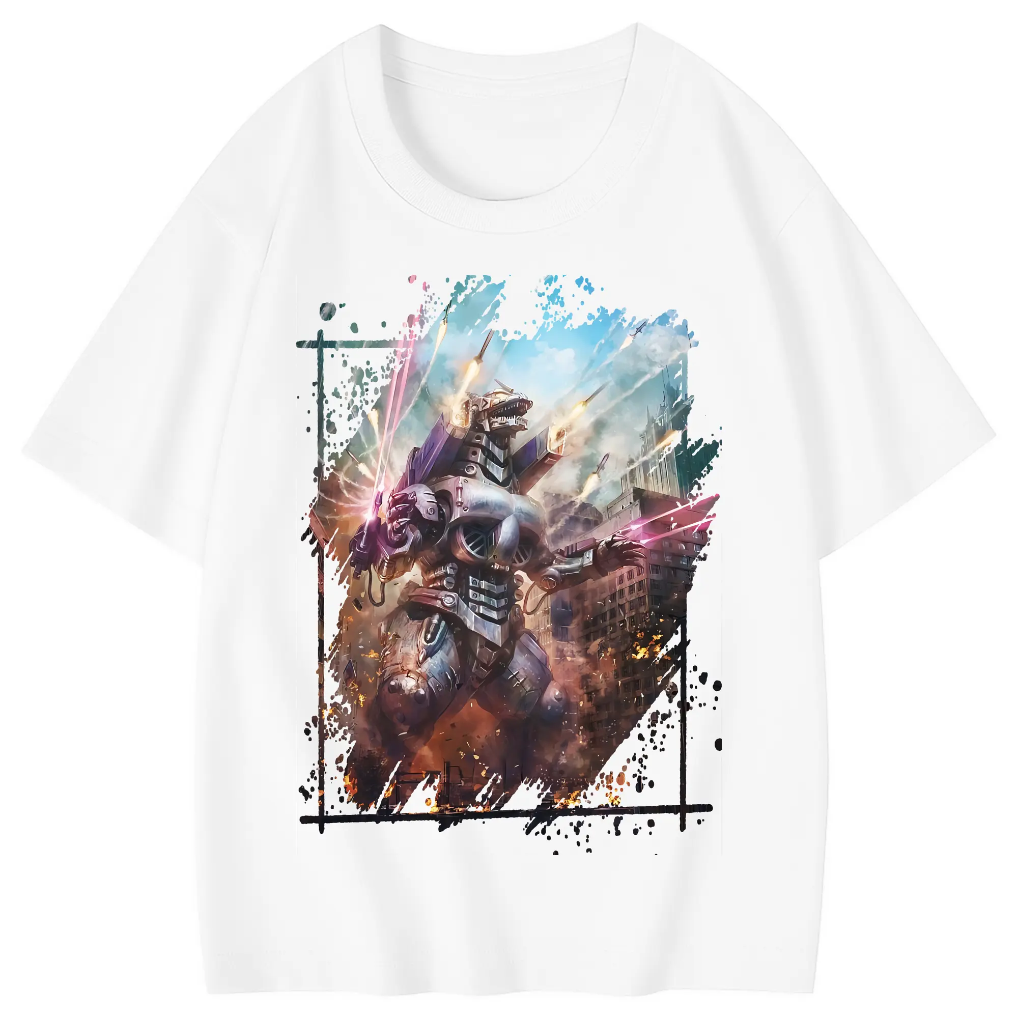 ゴジラ グッズ,メカゴジラ - 綿100％ キッズTシャツ ・ フロントプリント ・ 快適 通気性 ・ スポーツ カジュアル 散歩用