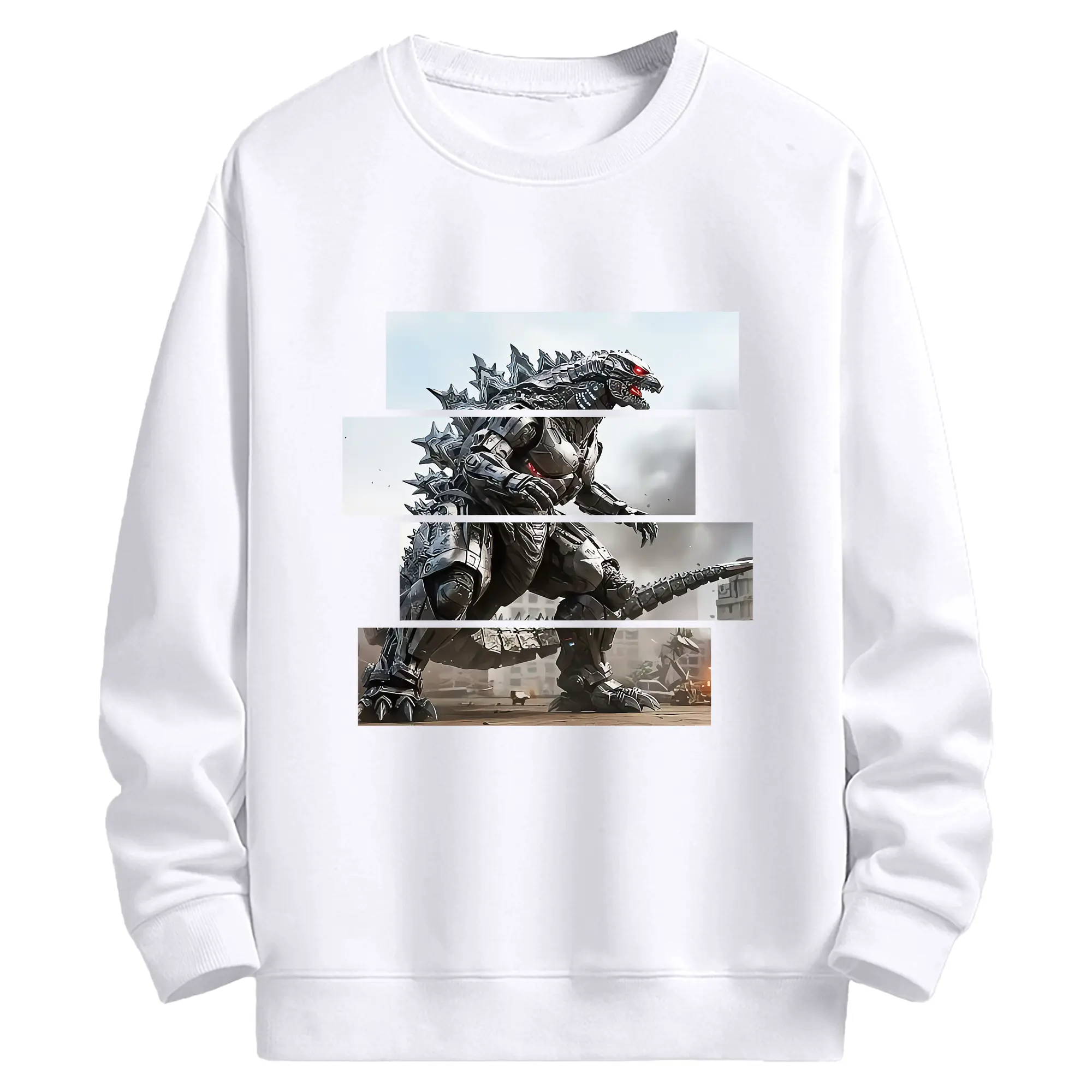 ゴジラ グッズ,メカゴジラ - 高品質 クルーネック スウェット ・ コットン59％ ポリエステル41％ ・ ユニセックス 長袖 トレーナー ・ カジュアル デイリー スポーツ 散歩用