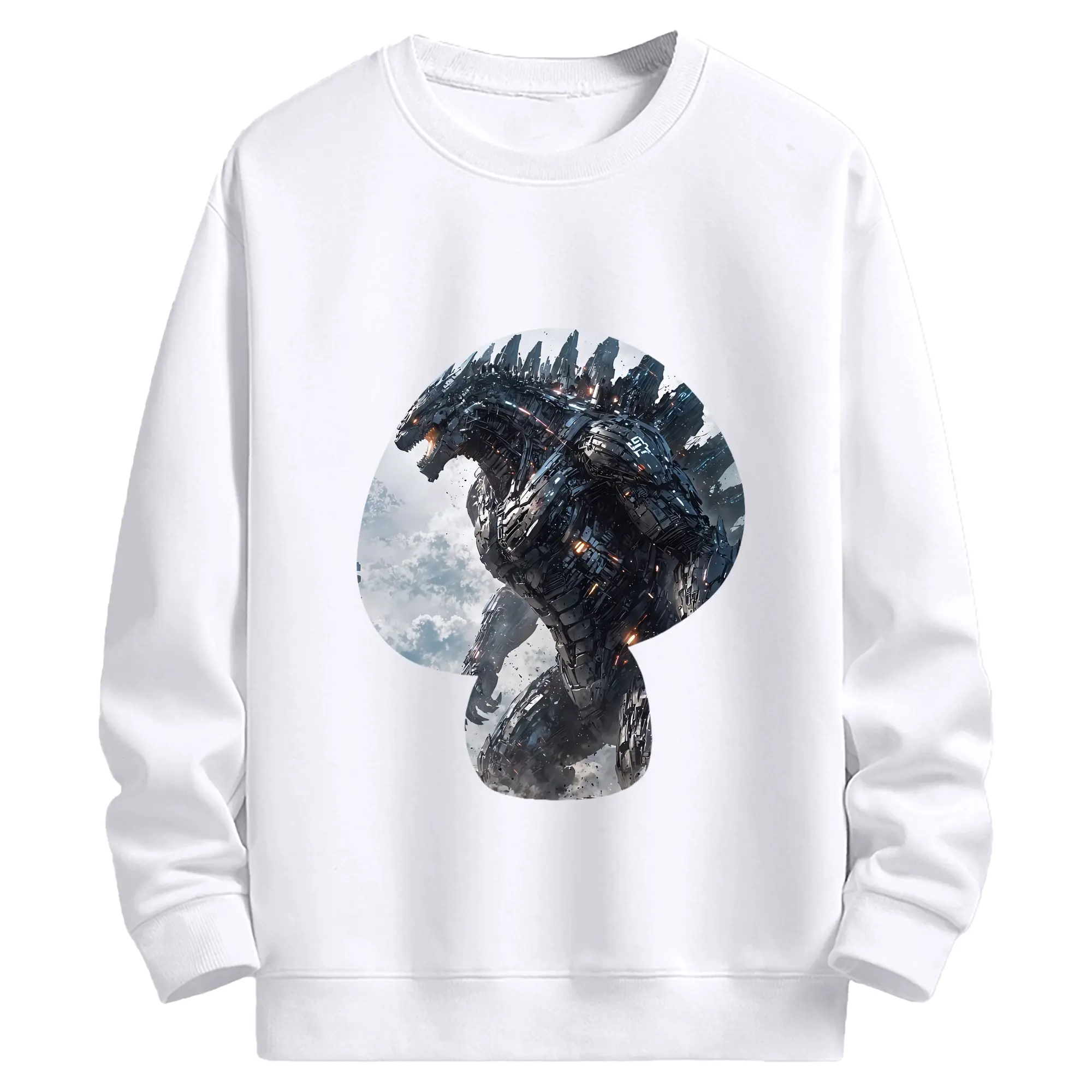 ゴジラ グッズ,メカゴジラ - 高品質 クルーネック スウェット ・ コットン59％ ポリエステル41％ ・ ユニセックス 長袖 トレーナー ・ カジュアル デイリー スポーツ 散歩用