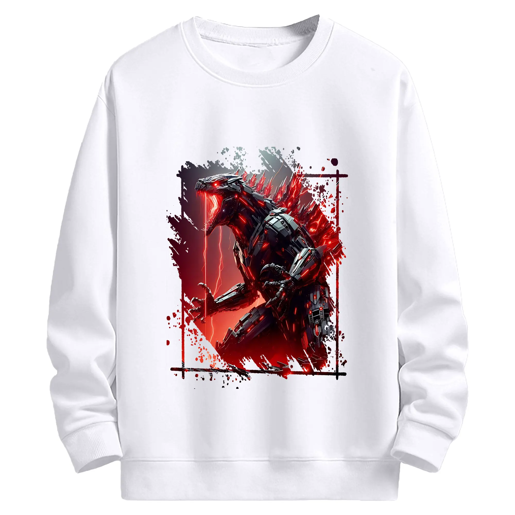 ゴジラ グッズ,メカゴジラ - 高品質 クルーネック スウェット ・ コットン59％ ポリエステル41％ ・ ユニセックス 長袖 トレーナー ・ カジュアル デイリー スポーツ 散歩用