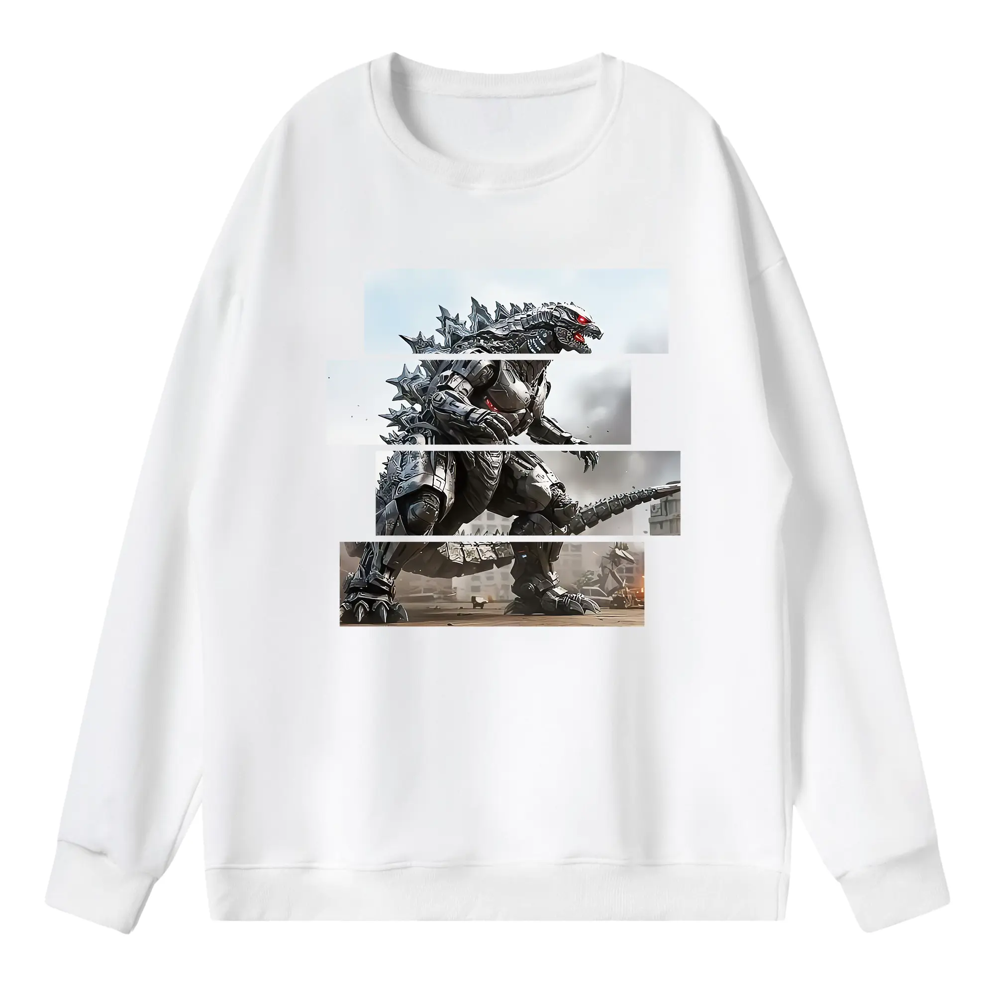 ゴジラ グッズ,メカゴジラ - 薄手 クルーネック スウェット 裏毛260g · ポリエステル 春秋向け カジュアル 男女兼用 · トレーナー デイリー スポーツ 散歩に最適