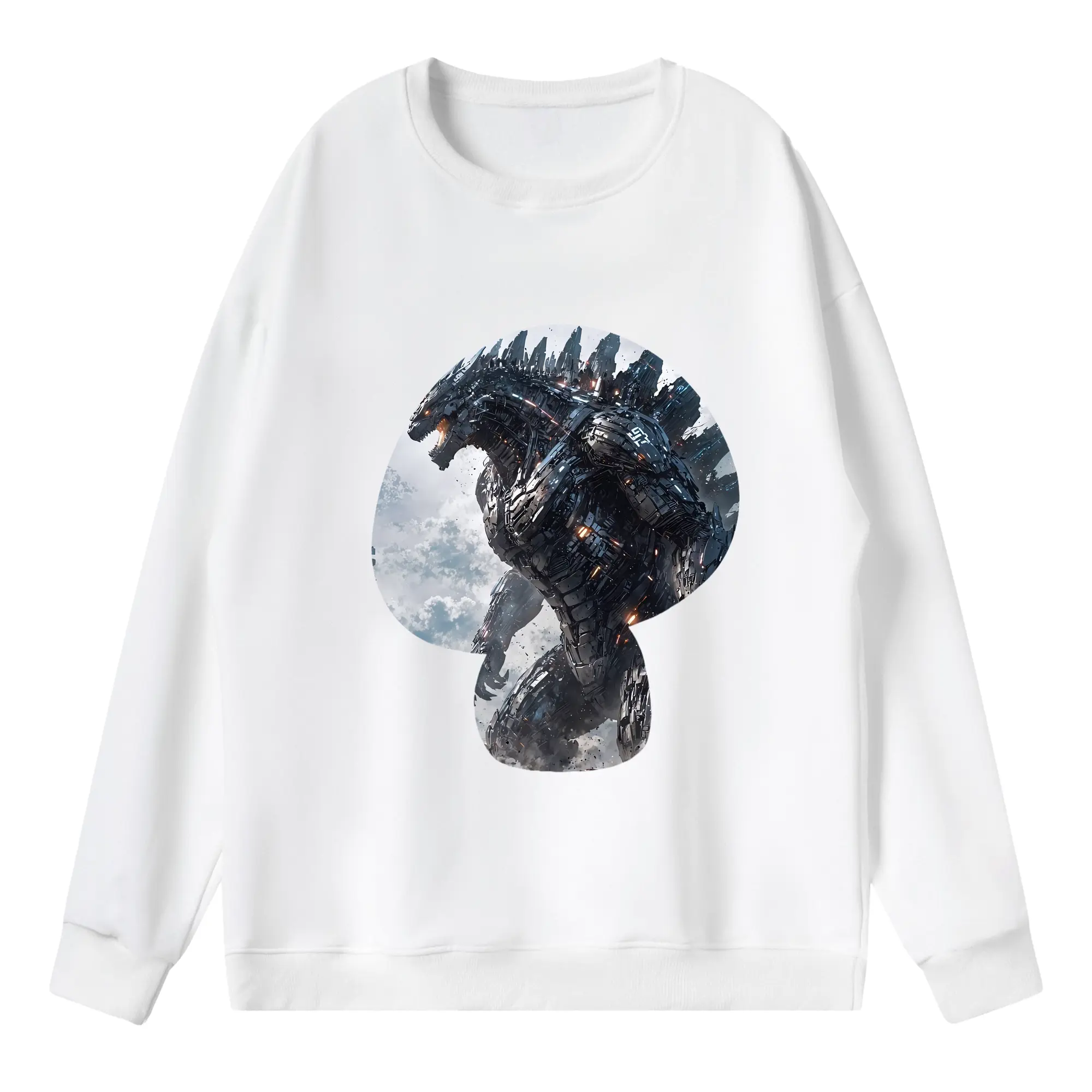 ゴジラ グッズ,メカゴジラ - 薄手 クルーネック スウェット 裏毛260g · ポリエステル 春秋向け カジュアル 男女兼用 · トレーナー デイリー スポーツ 散歩に最適