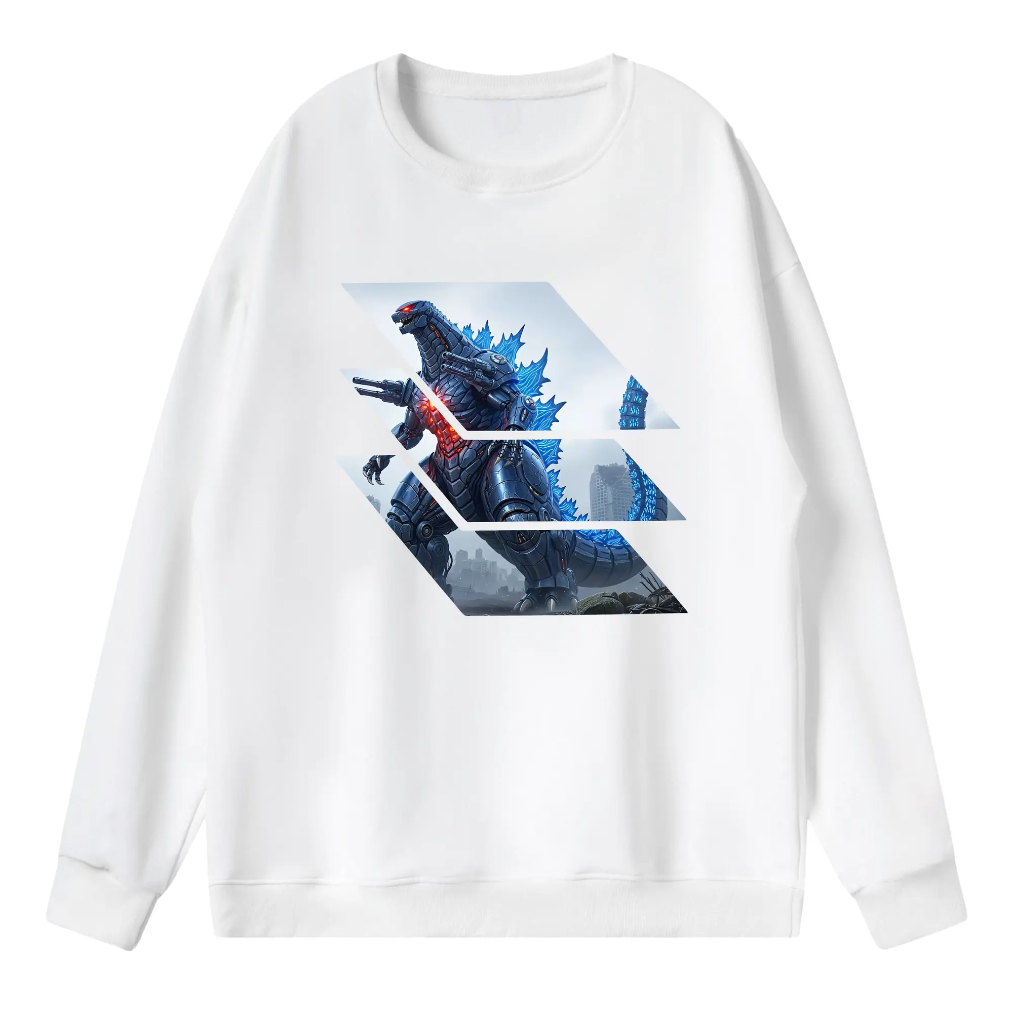 ゴジラ グッズ,メカゴジラ - 薄手 クルーネック スウェット 裏毛260g · ポリエステル 春秋向け カジュアル 男女兼用 · トレーナー デイリー スポーツ 散歩に最適