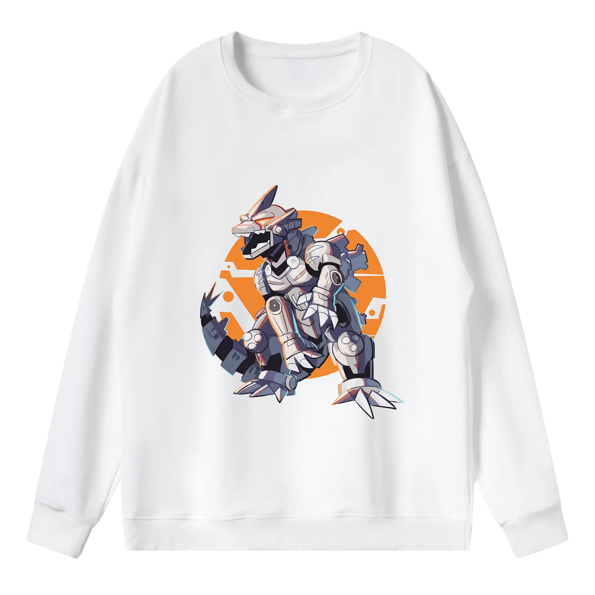 ゴジラ グッズ,メカゴジラ - 薄手 クルーネック スウェット 裏毛260g · ポリエステル 春秋向け カジュアル 男女兼用 · トレーナー デイリー スポーツ 散歩に最適