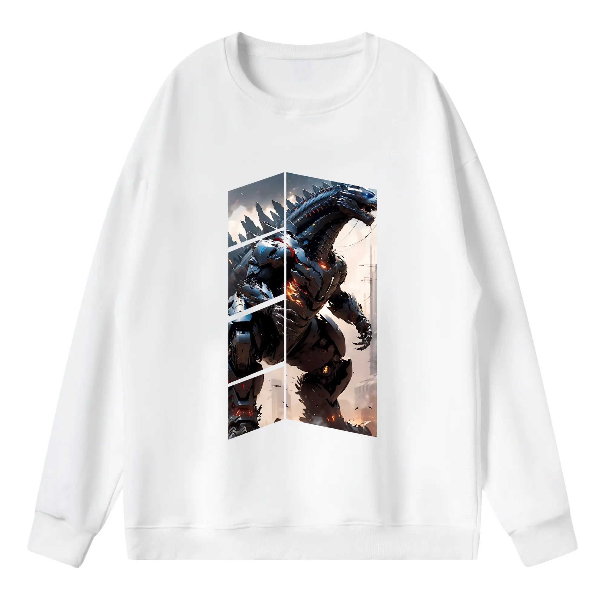 ゴジラ グッズ,メカゴジラ - 薄手 クルーネック スウェット 裏毛260g · ポリエステル 春秋向け カジュアル 男女兼用 · トレーナー デイリー スポーツ 散歩に最適