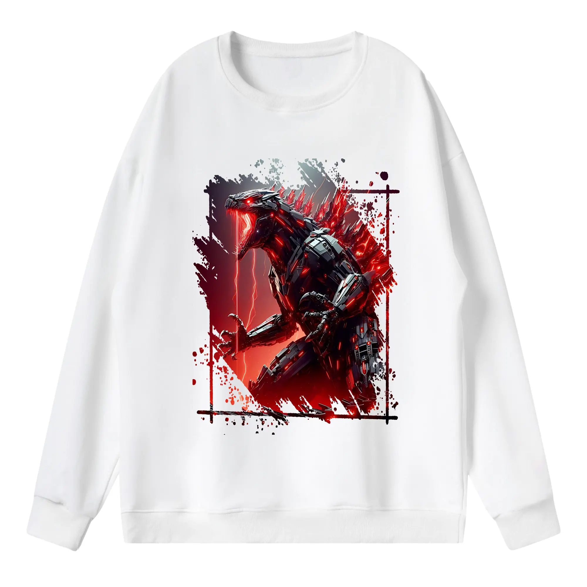 ゴジラ グッズ,メカゴジラ - 薄手 クルーネック スウェット 裏毛260g · ポリエステル 春秋向け カジュアル 男女兼用 · トレーナー デイリー スポーツ 散歩に最適