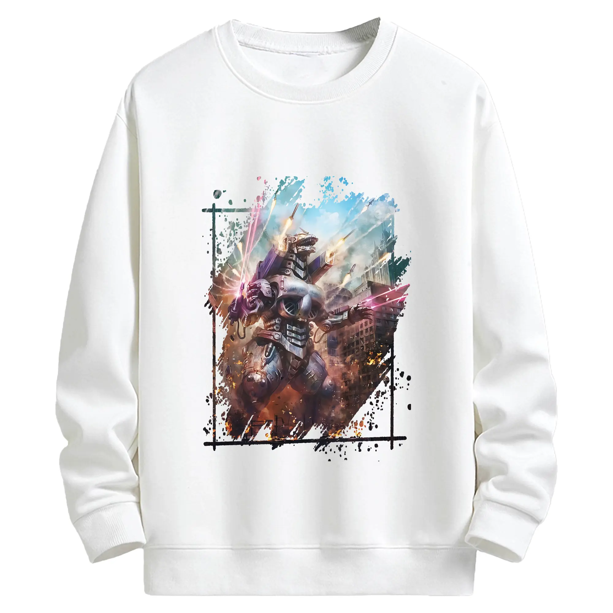 ゴジラ グッズ,メカゴジラ - キッズ クルーネックスウェットシャツ ・ フロントプリント ・ 綿80％ ポリエステル20％ ・ 快適 通学 スポーツ 日常使い お散歩用