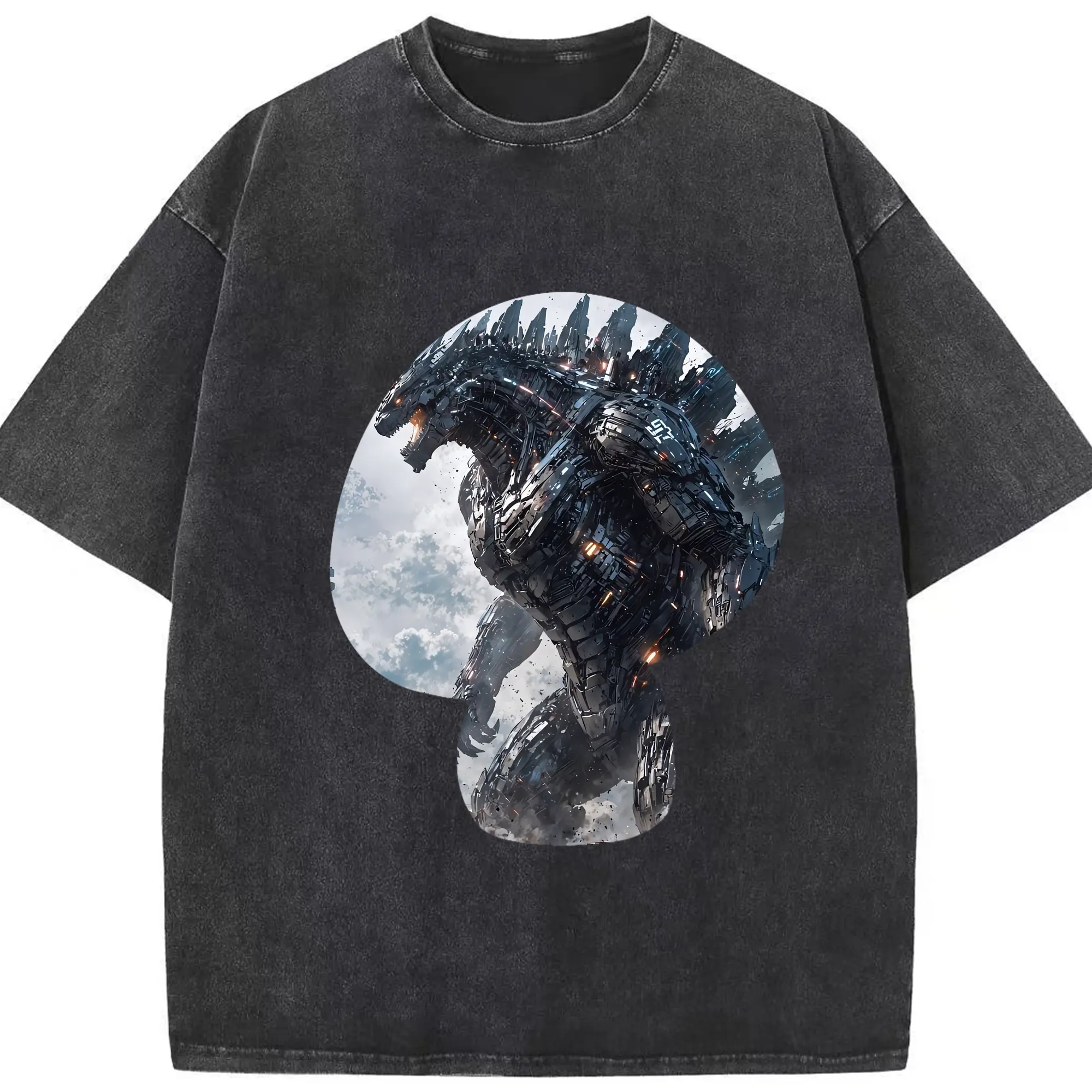 ゴジラ グッズ,メカゴジラ - 綿100％ ヴィンテージ風 半袖Tシャツ ・ フロントプリント ・ 柔らか肌触り ・ 通気性 快適 ・ スポーツ カジュアル 外出用