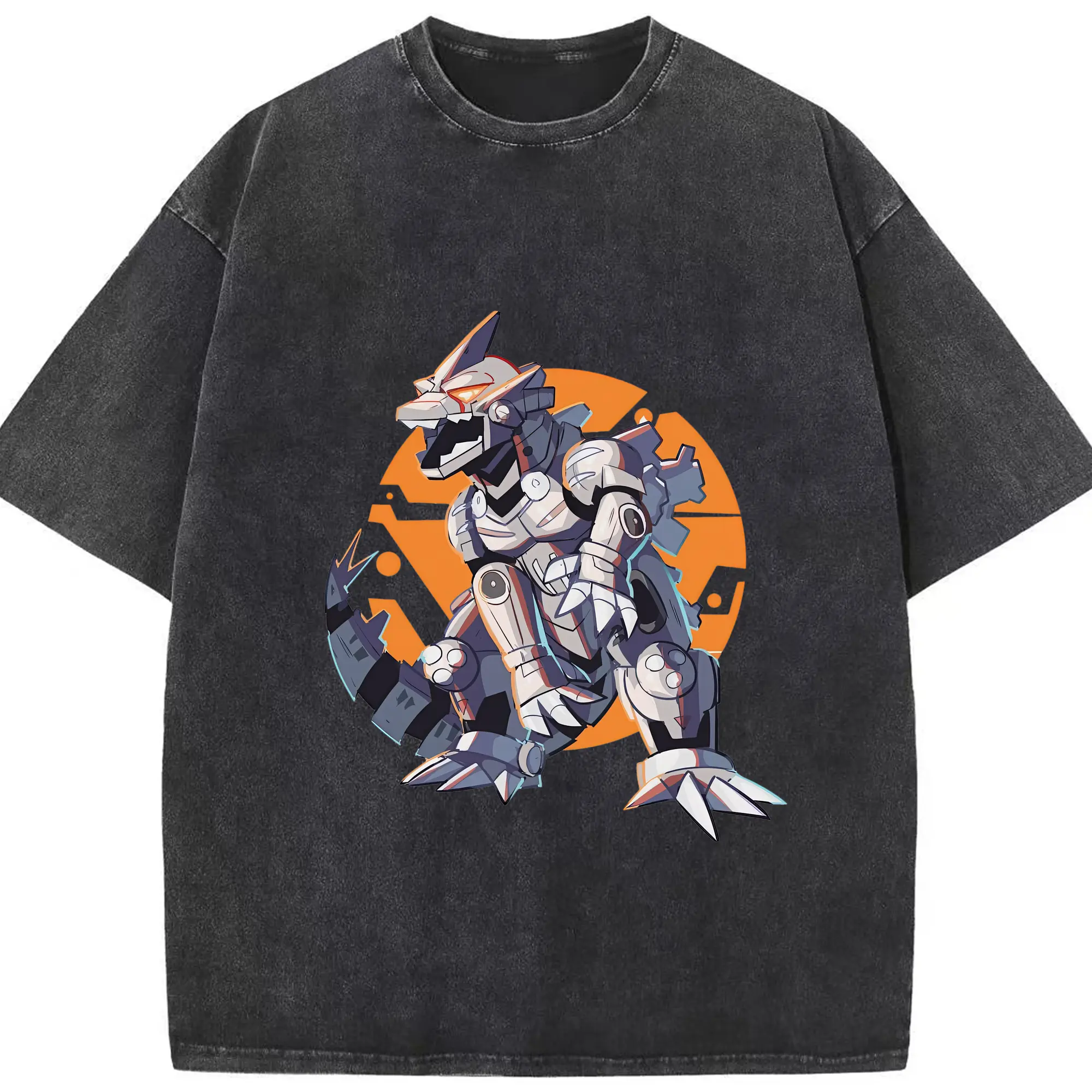 ゴジラ グッズ,メカゴジラ - 綿100％ ヴィンテージ風 半袖Tシャツ ・ フロントプリント ・ 柔らか肌触り ・ 通気性 快適 ・ スポーツ カジュアル 外出用