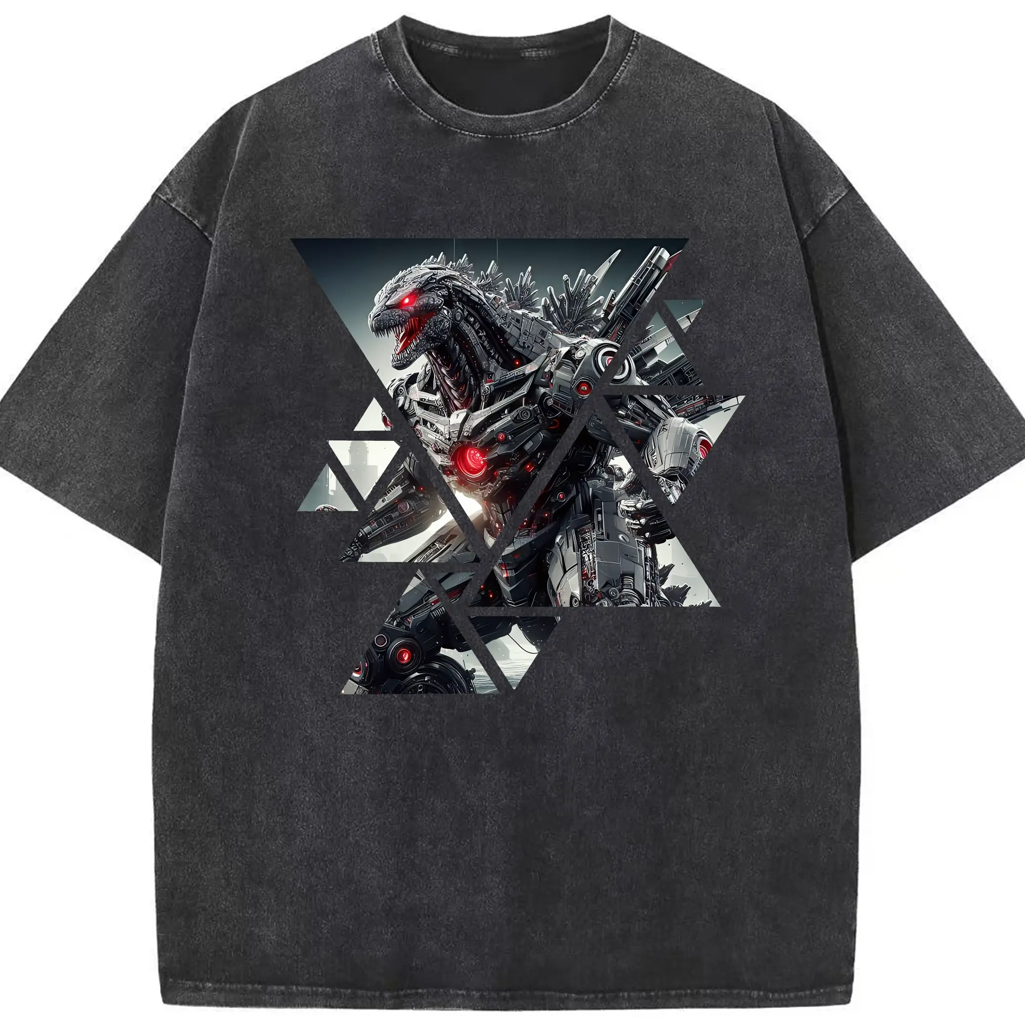 ゴジラ グッズ,メカゴジラ - 綿100％ ヴィンテージ風 半袖Tシャツ ・ フロントプリント ・ 柔らか肌触り ・ 通気性 快適 ・ スポーツ カジュアル 外出用