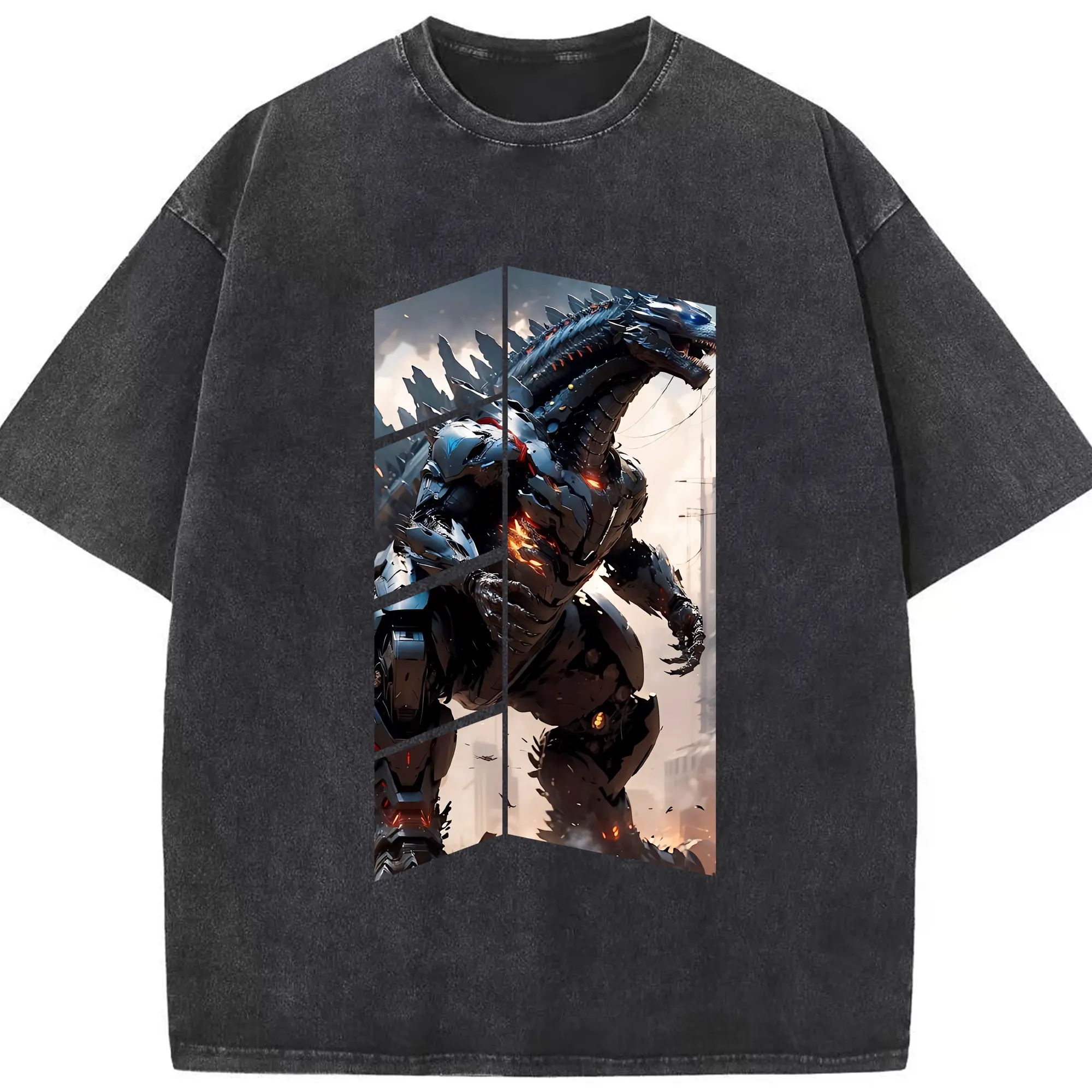 ゴジラ グッズ,メカゴジラ - 綿100％ ヴィンテージ風 半袖Tシャツ ・ フロントプリント ・ 柔らか肌触り ・ 通気性 快適 ・ スポーツ カジュアル 外出用