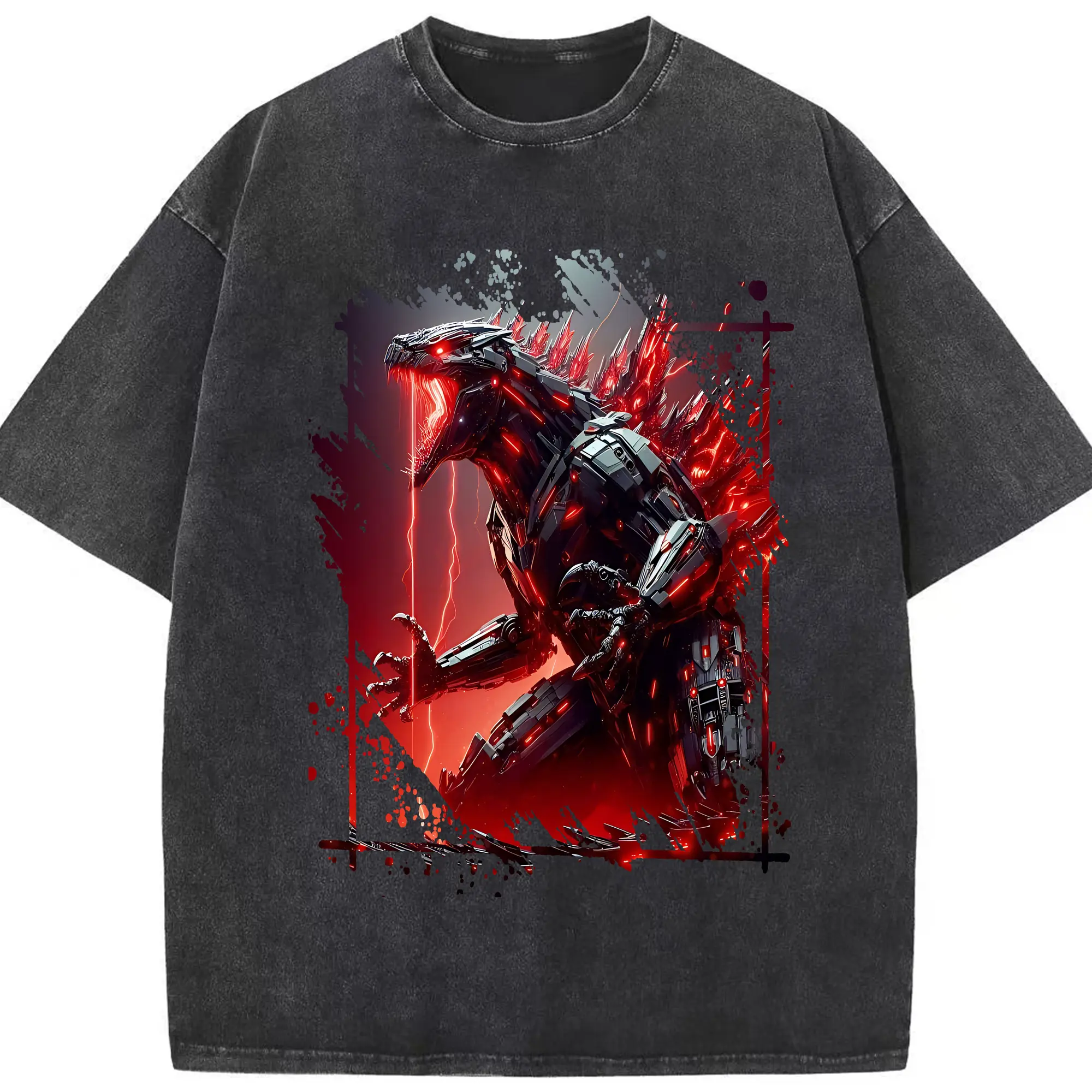 ゴジラ グッズ,メカゴジラ - 綿100％ ヴィンテージ風 半袖Tシャツ ・ フロントプリント ・ 柔らか肌触り ・ 通気性 快適 ・ スポーツ カジュアル 外出用