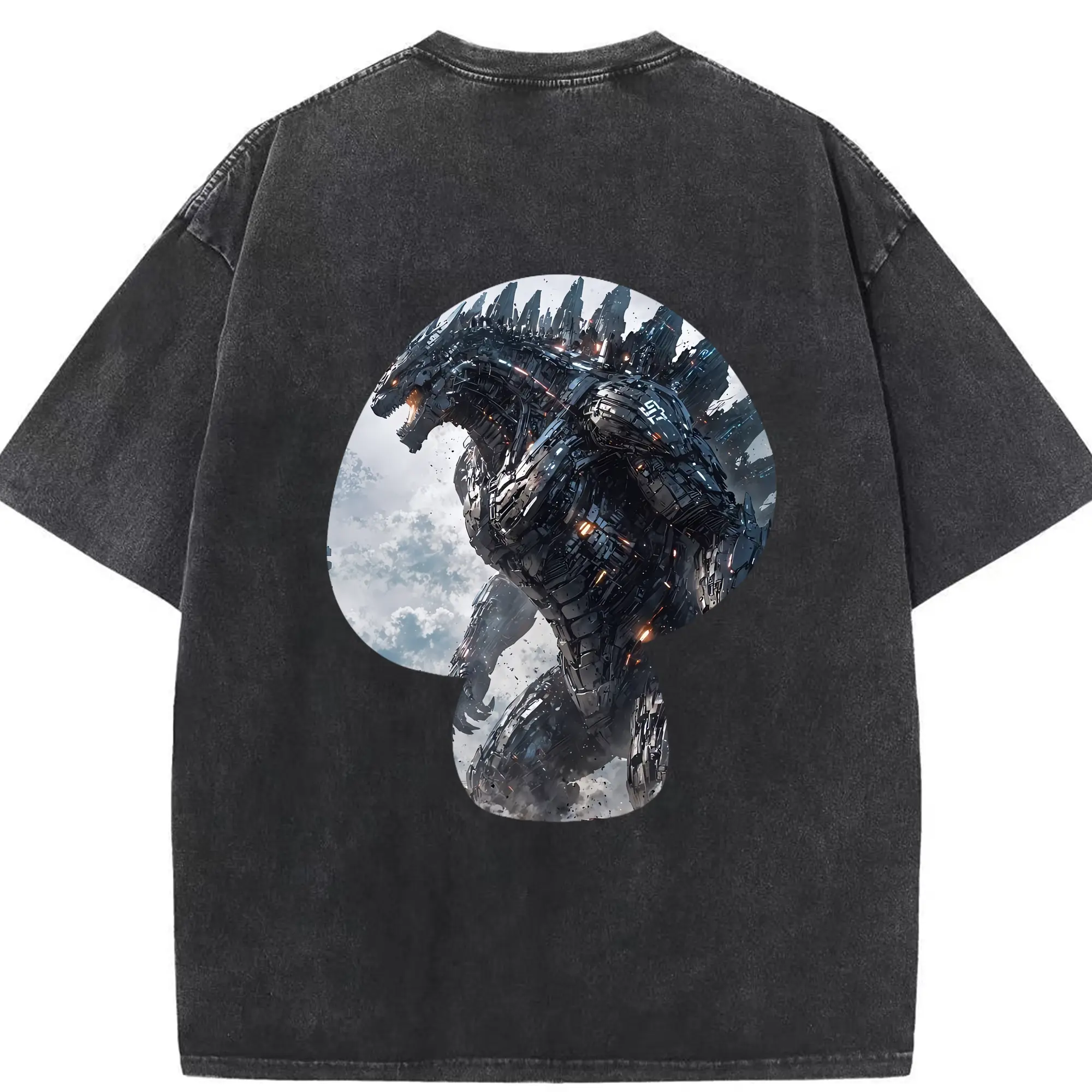 ゴジラ グッズ,メカゴジラ - 綿100％ ヴィンテージ風 半袖Tシャツ ・ 背面プリント ・ 柔らか肌触り ・ 通気性 快適 ・ スポーツ カジュアル 外出用