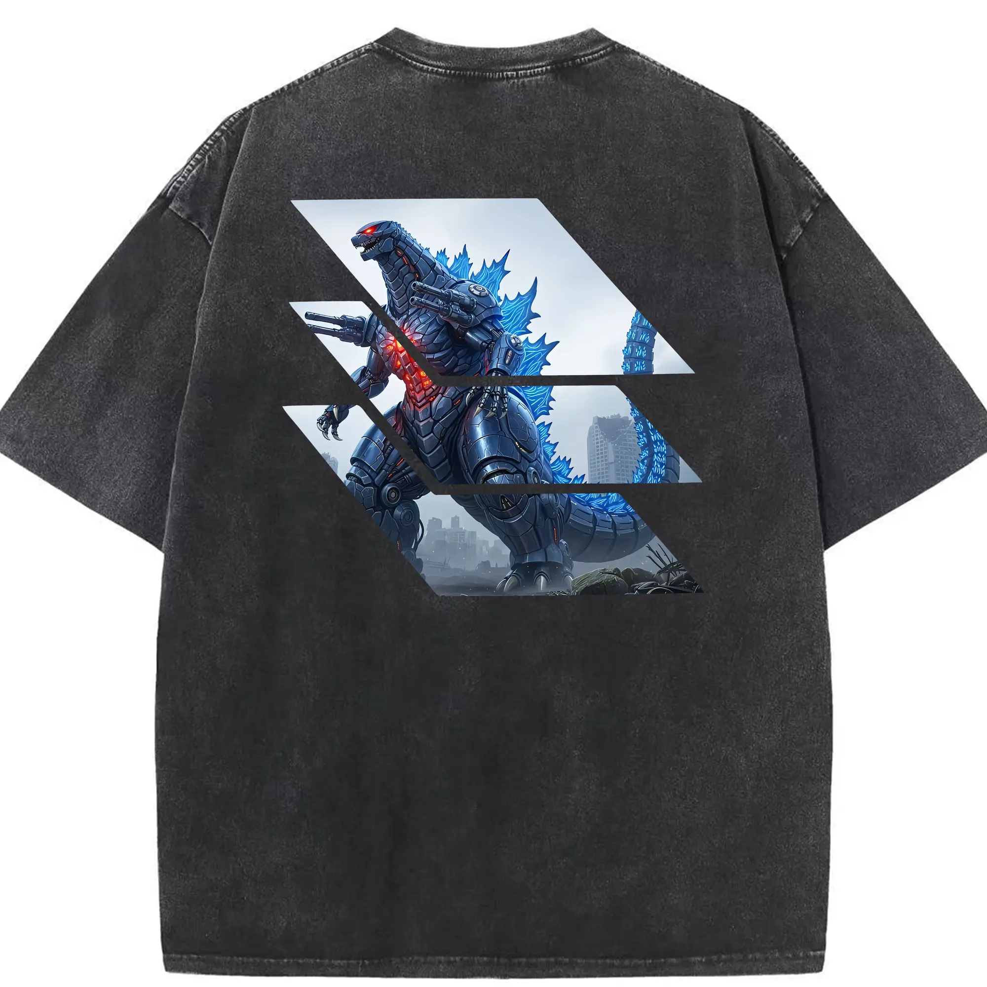 ゴジラ グッズ,メカゴジラ - 綿100％ ヴィンテージ風 半袖Tシャツ ・ 背面プリント ・ 柔らか肌触り ・ 通気性 快適 ・ スポーツ カジュアル 外出用