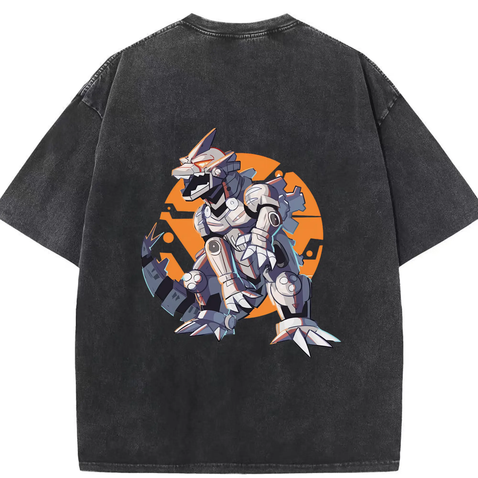 ゴジラ グッズ,メカゴジラ - 綿100％ ヴィンテージ風 半袖Tシャツ ・ 背面プリント ・ 柔らか肌触り ・ 通気性 快適 ・ スポーツ カジュアル 外出用
