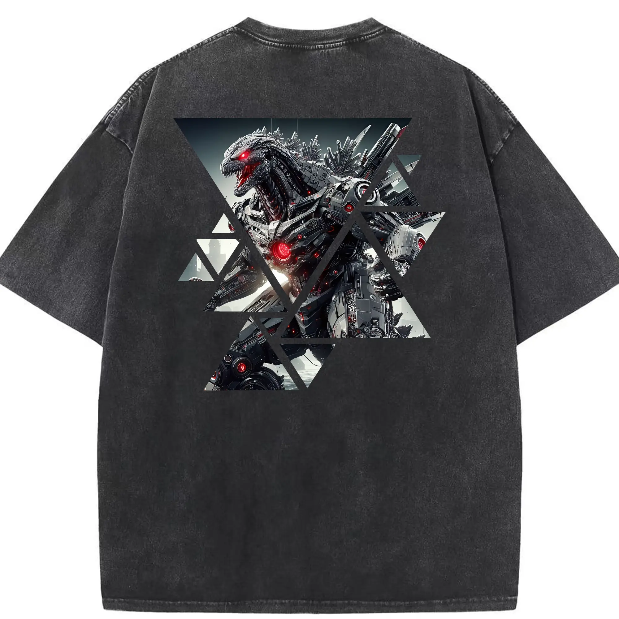 ゴジラ グッズ,メカゴジラ - 綿100％ ヴィンテージ風 半袖Tシャツ ・ 背面プリント ・ 柔らか肌触り ・ 通気性 快適 ・ スポーツ カジュアル 外出用