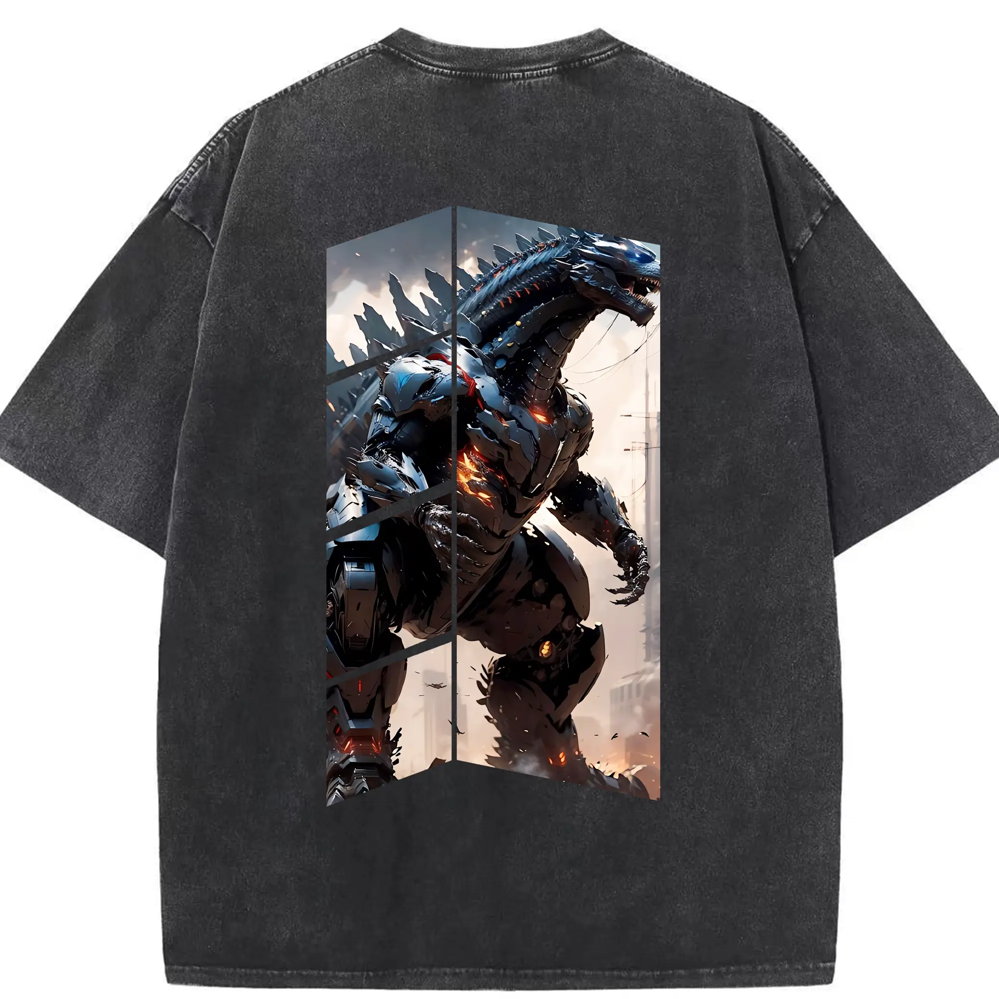 ゴジラ グッズ,メカゴジラ - 綿100％ ヴィンテージ風 半袖Tシャツ ・ 背面プリント ・ 柔らか肌触り ・ 通気性 快適 ・ スポーツ カジュアル 外出用