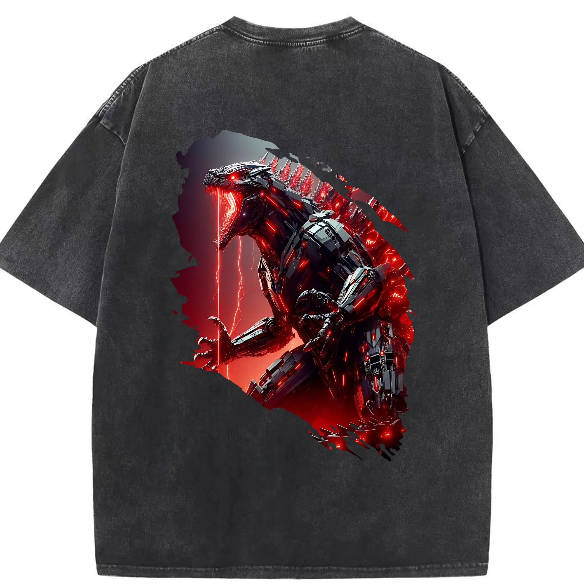 ゴジラ グッズ,メカゴジラ - 綿100％ ヴィンテージ風 半袖Tシャツ ・ 背面プリント ・ 柔らか肌触り ・ 通気性 快適 ・ スポーツ カジュアル 外出用