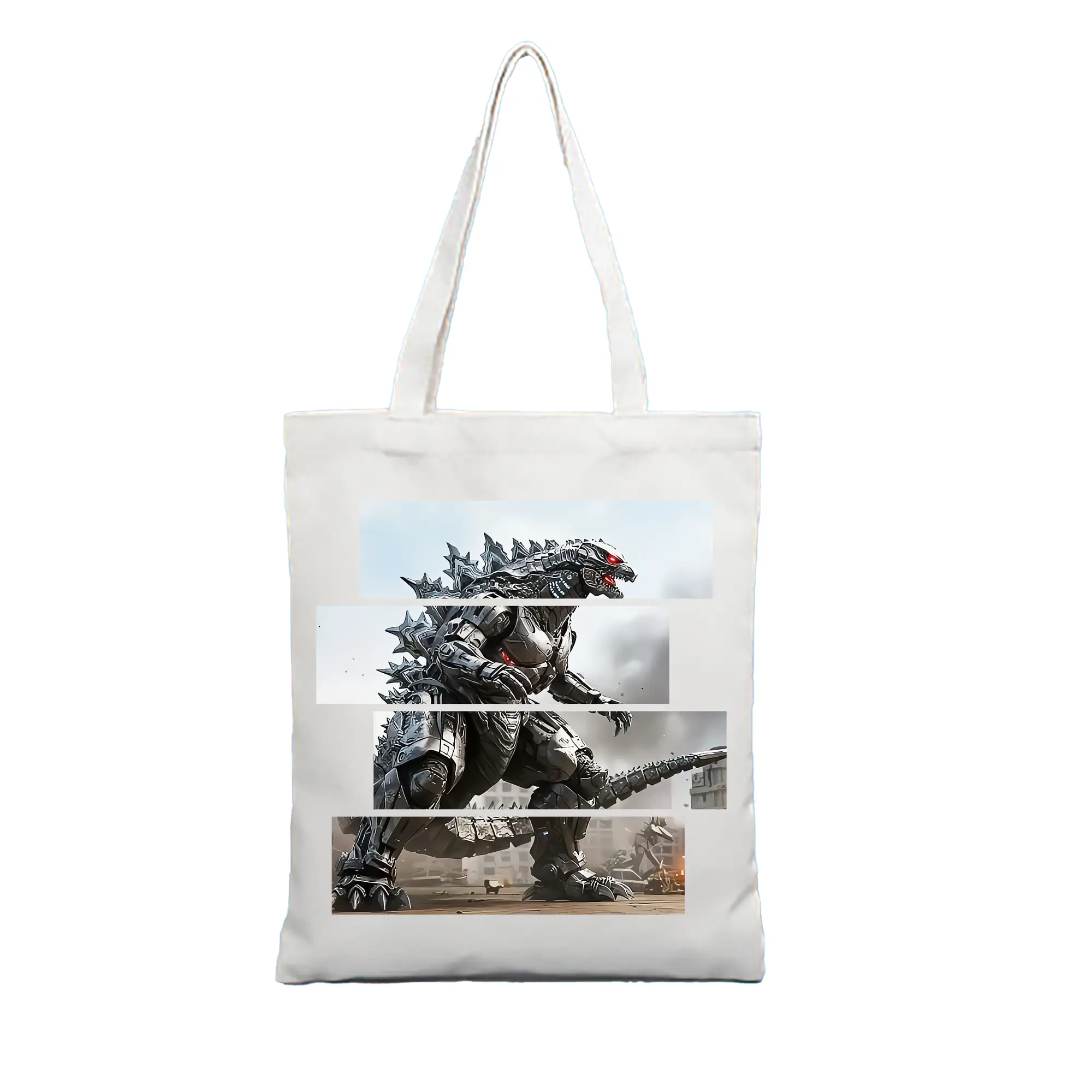 ゴジラ グッズ,メカゴジラ - 縦型キャンバス手提げバッグ（トートバッグ） ・ キャンバス素材 ・ ショッピング用 ・ 軽量 丈夫 お手入れ簡単