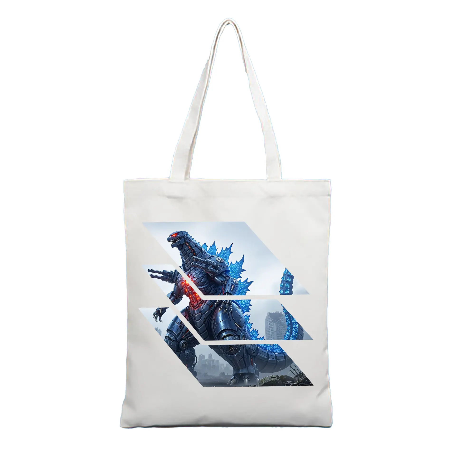 ゴジラ グッズ,メカゴジラ - 縦型キャンバス手提げバッグ（トートバッグ） ・ キャンバス素材 ・ ショッピング用 ・ 軽量 丈夫 お手入れ簡単