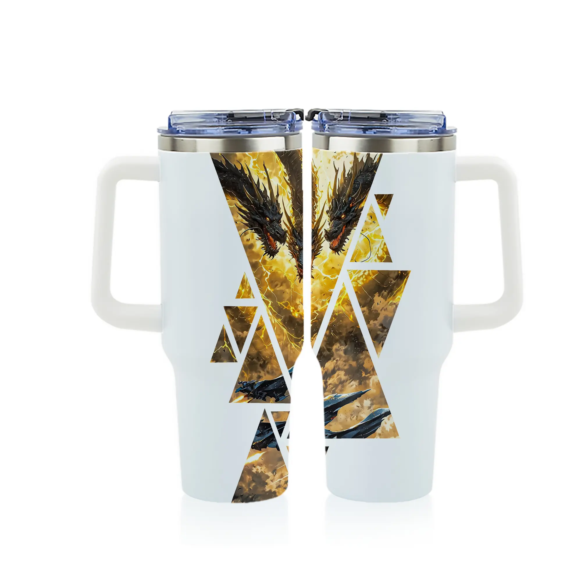 ゴジラ グッズ,キングギドラ - 1200mL フルプリント車用タンブラー ・ 304ステンレス 内側 ・ 201ステンレス 外側 ・ 保温 保冷 ・ 通勤 ドライブ アウトドア用