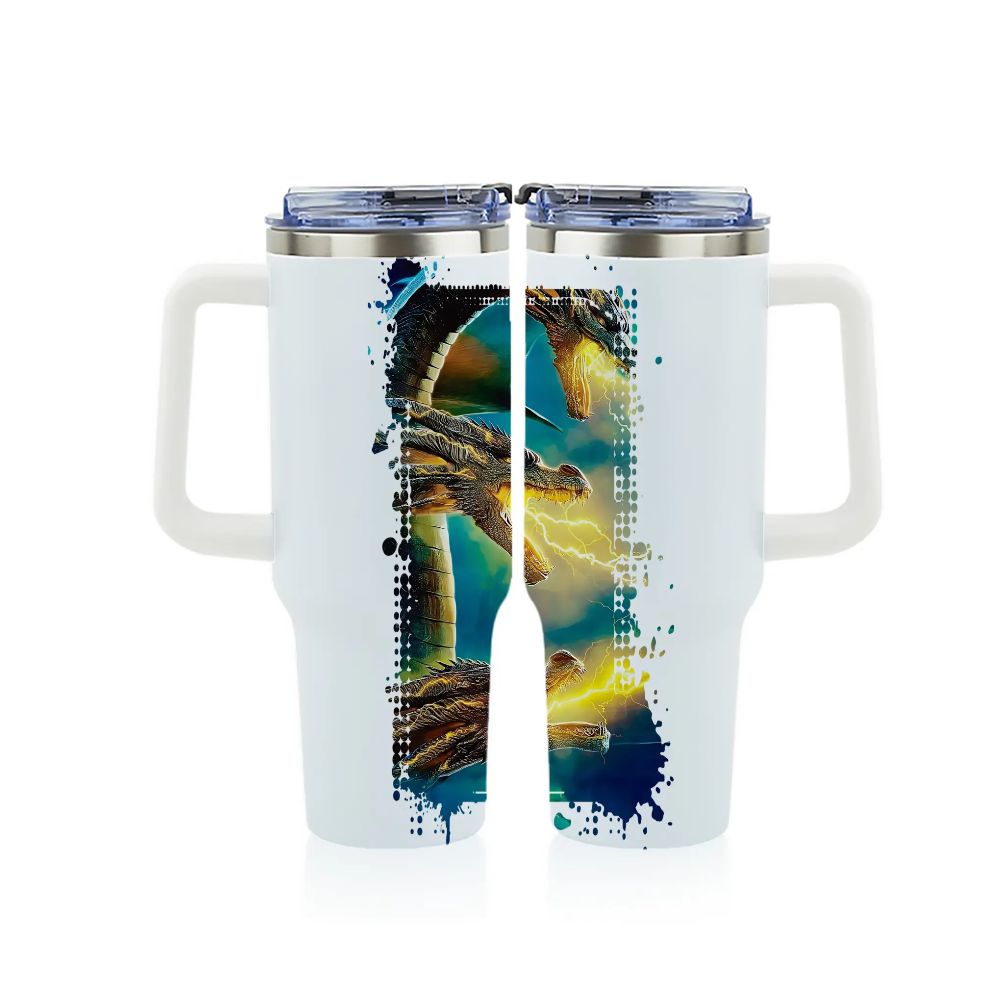 ゴジラ グッズ,キングギドラ - 1200mL フルプリント車用タンブラー ・ 304ステンレス 内側 ・ 201ステンレス 外側 ・ 保温 保冷 ・ 通勤 ドライブ アウトドア用