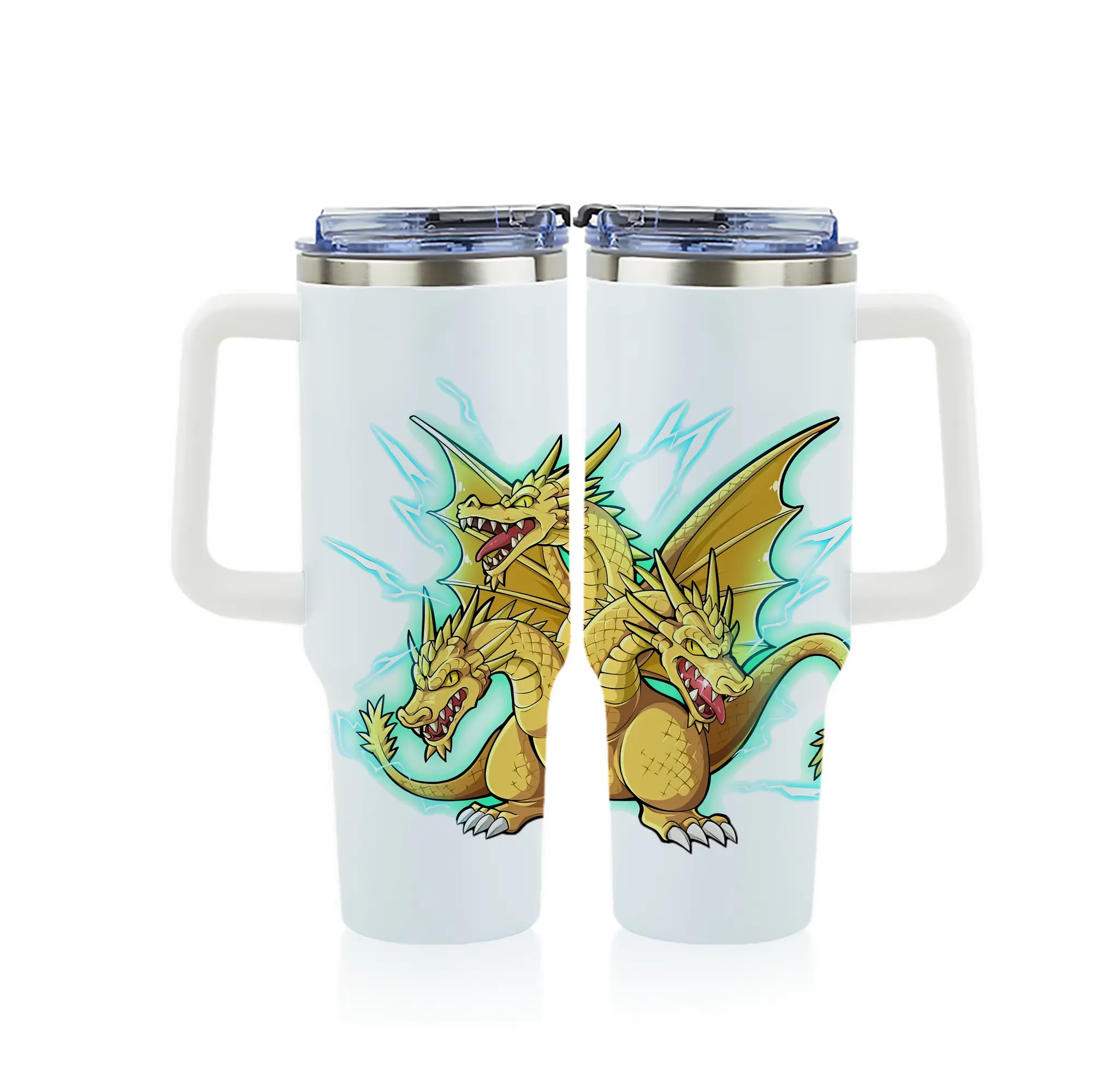 ゴジラ グッズ,キングギドラ - 1200mL フルプリント車用タンブラー ・ 304ステンレス 内側 ・ 201ステンレス 外側 ・ 保温 保冷 ・ 通勤 ドライブ アウトドア用