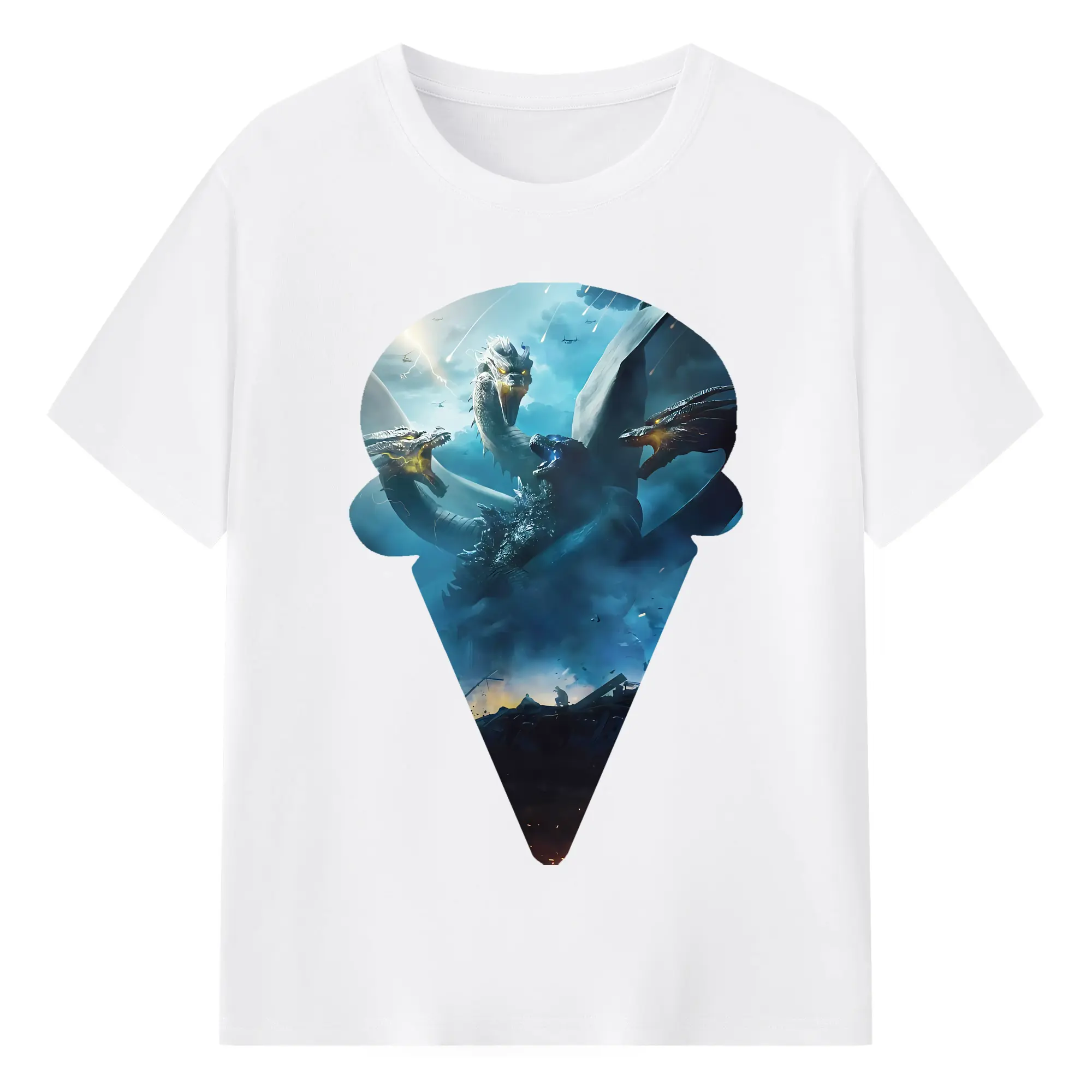 ゴジラ グッズ,キングギドラ - 綿100％ 半袖Tシャツ ・ フロントプリント ・ 快適 通気性 ・ 日常使い 散歩 スポーツ用