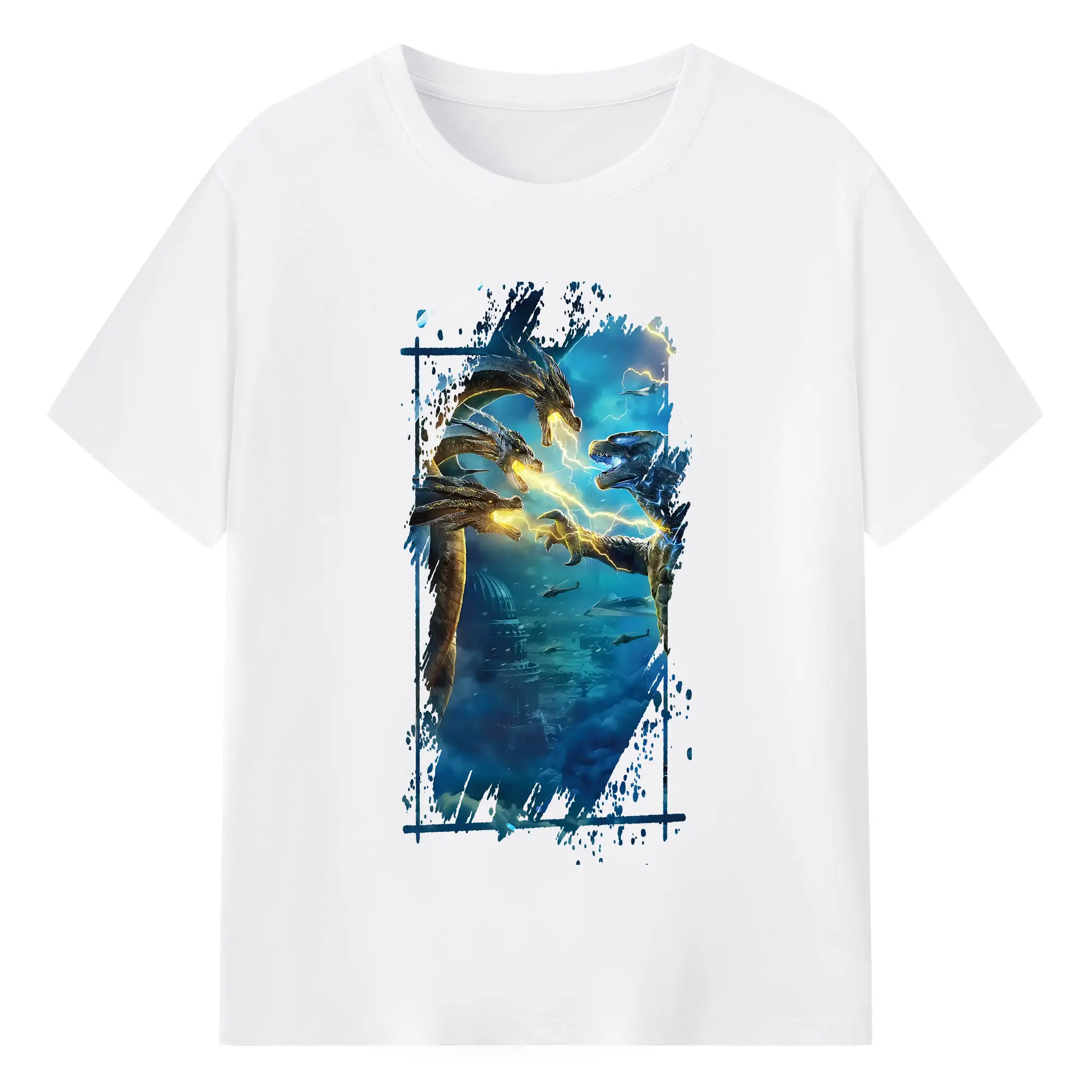 ゴジラ グッズ,キングギドラ - 綿100％ 半袖Tシャツ ・ フロントプリント ・ 快適 通気性 ・ 日常使い 散歩 スポーツ用