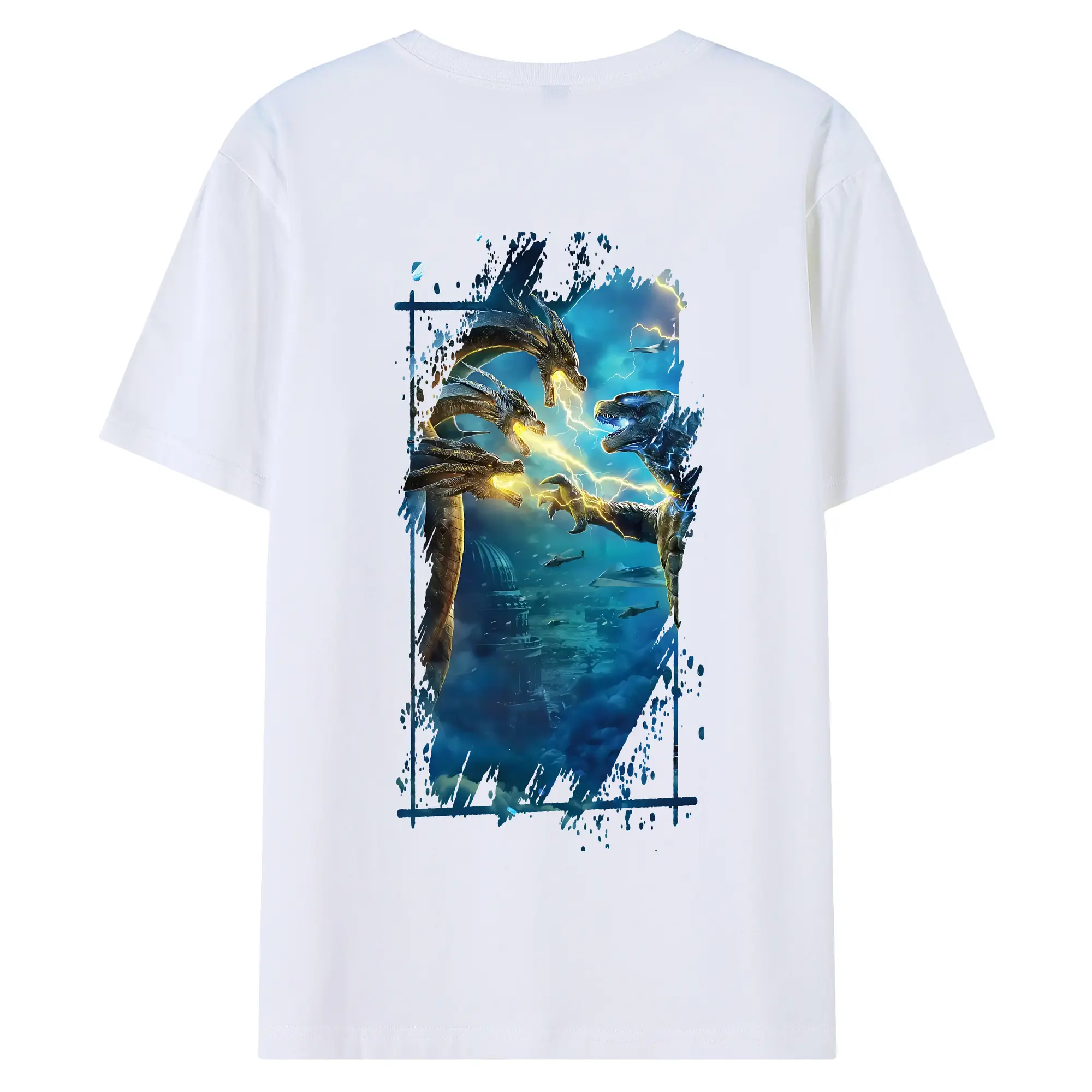 ゴジラ グッズ,キングギドラ - 綿100％ 半袖Tシャツ ・ バックプリント ・ 快適 通気性 ・ 日常使い 散歩 スポーツ用