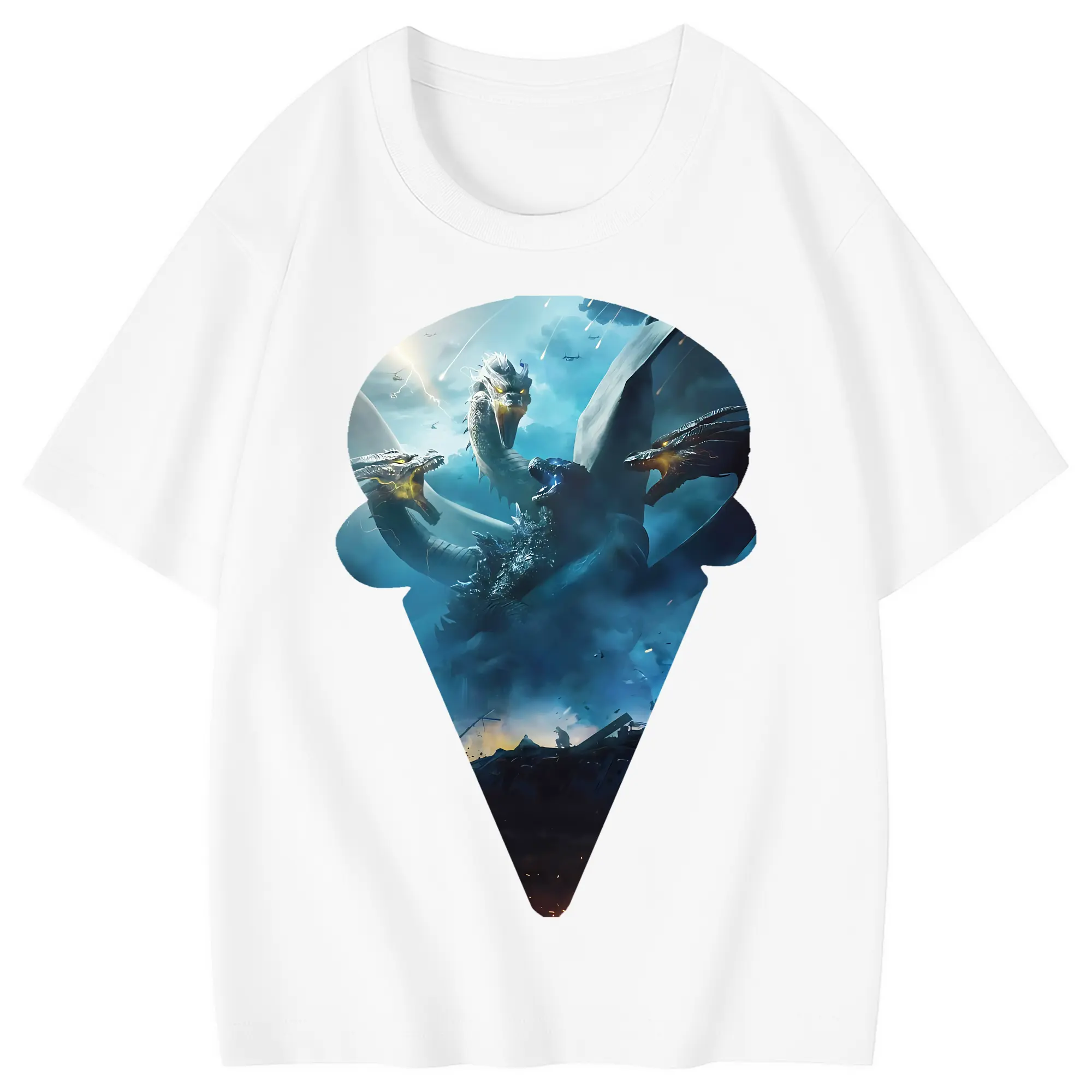 ゴジラ グッズ,キングギドラ - 綿100％ キッズTシャツ ・ フロントプリント ・ 快適 通気性 ・ スポーツ カジュアル 散歩用