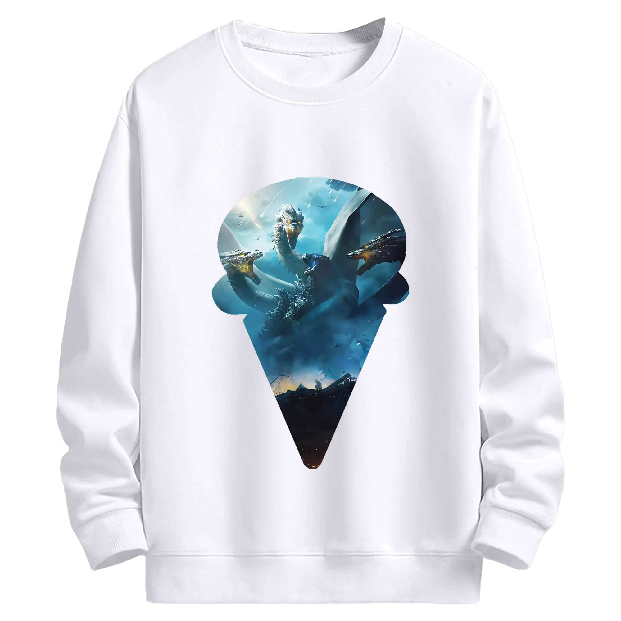 ゴジラ グッズ,キングギドラ - 高品質 クルーネック スウェット ・ コットン59％ ポリエステル41％ ・ ユニセックス 長袖 トレーナー ・ カジュアル デイリー スポーツ 散歩用