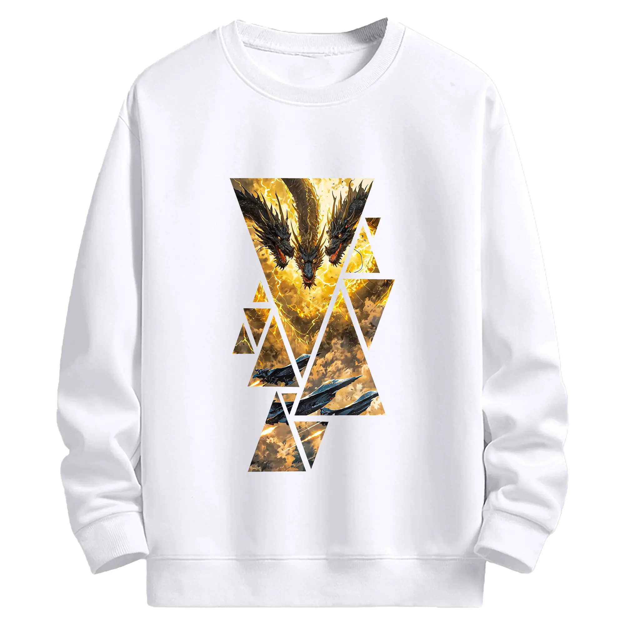 ゴジラ グッズ,キングギドラ - 高品質 クルーネック スウェット ・ コットン59％ ポリエステル41％ ・ ユニセックス 長袖 トレーナー ・ カジュアル デイリー スポーツ 散歩用