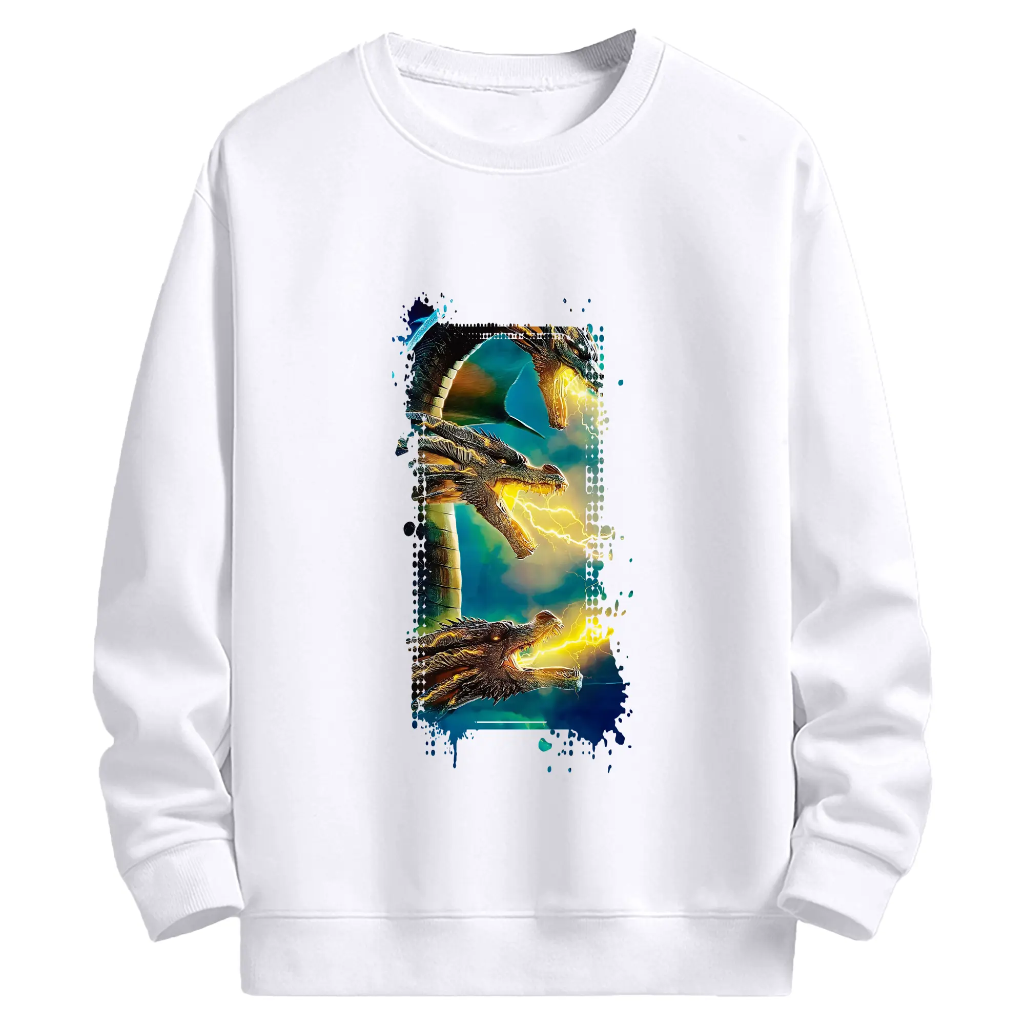 ゴジラ グッズ,キングギドラ - 高品質 クルーネック スウェット ・ コットン59％ ポリエステル41％ ・ ユニセックス 長袖 トレーナー ・ カジュアル デイリー スポーツ 散歩用