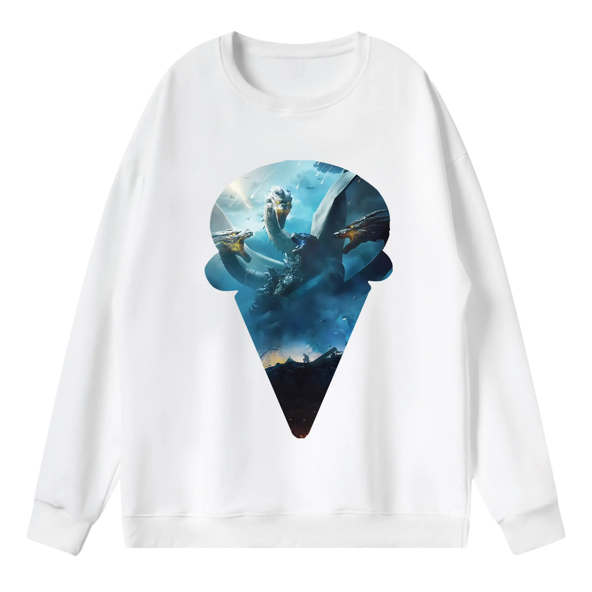 ゴジラ グッズ,キングギドラ - 薄手 クルーネック スウェット 裏毛260g · ポリエステル 春秋向け カジュアル 男女兼用 · トレーナー デイリー スポーツ 散歩に最適