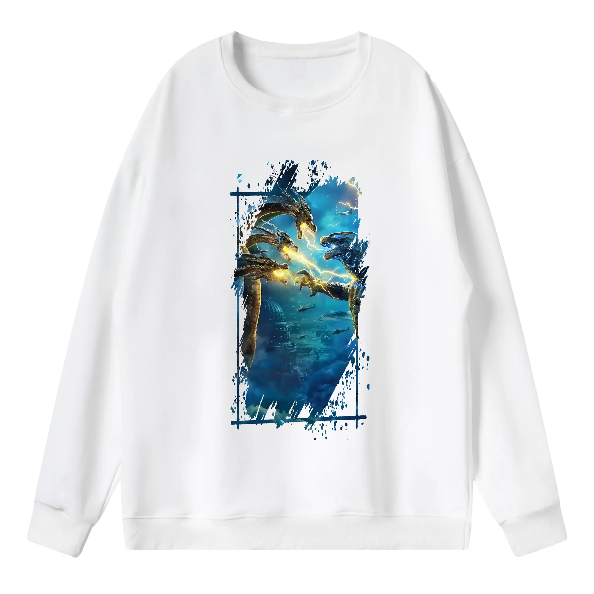 ゴジラ グッズ,キングギドラ - 薄手 クルーネック スウェット 裏毛260g · ポリエステル 春秋向け カジュアル 男女兼用 · トレーナー デイリー スポーツ 散歩に最適
