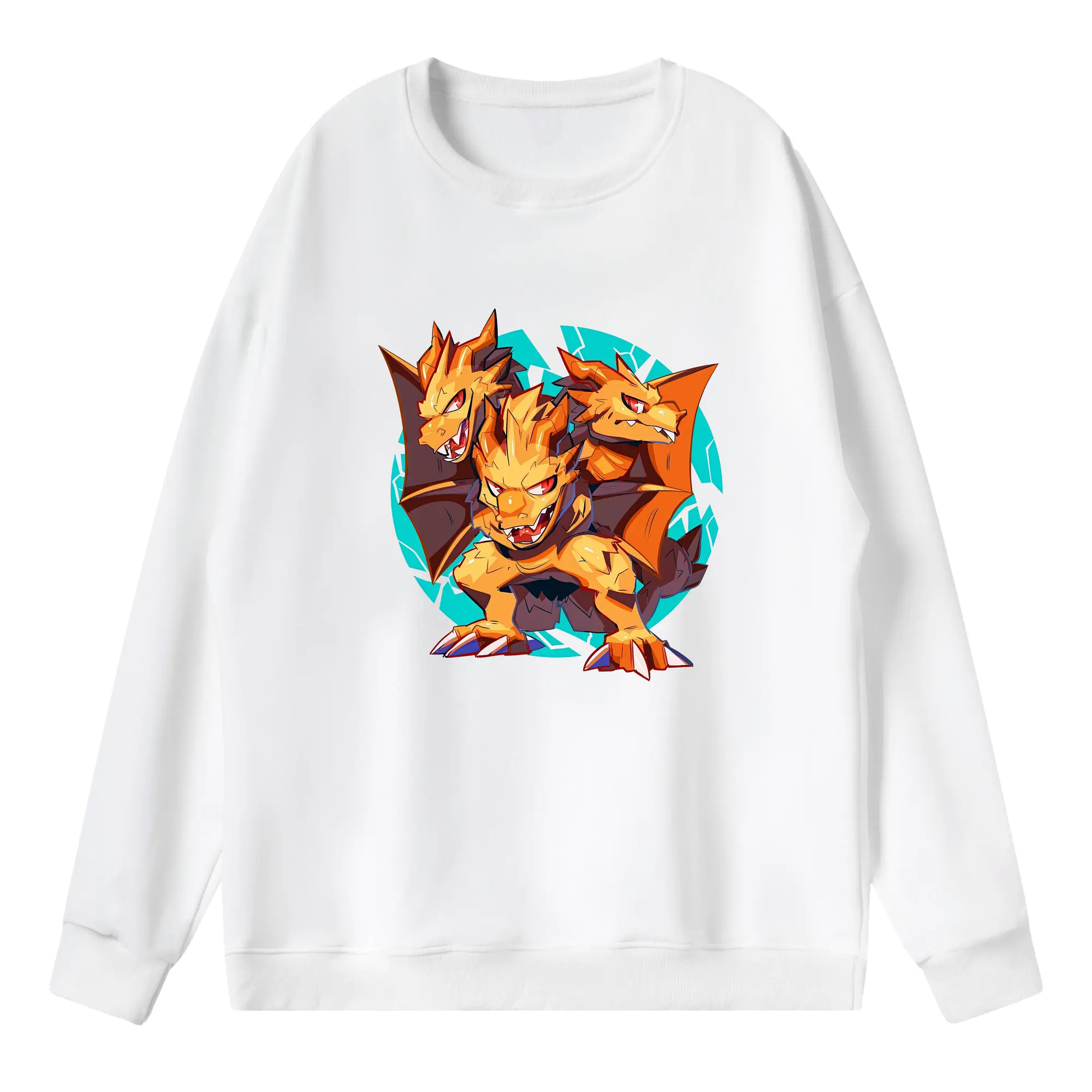 ゴジラ グッズ,キングギドラ - 薄手 クルーネック スウェット 裏毛260g · ポリエステル 春秋向け カジュアル 男女兼用 · トレーナー デイリー スポーツ 散歩に最適