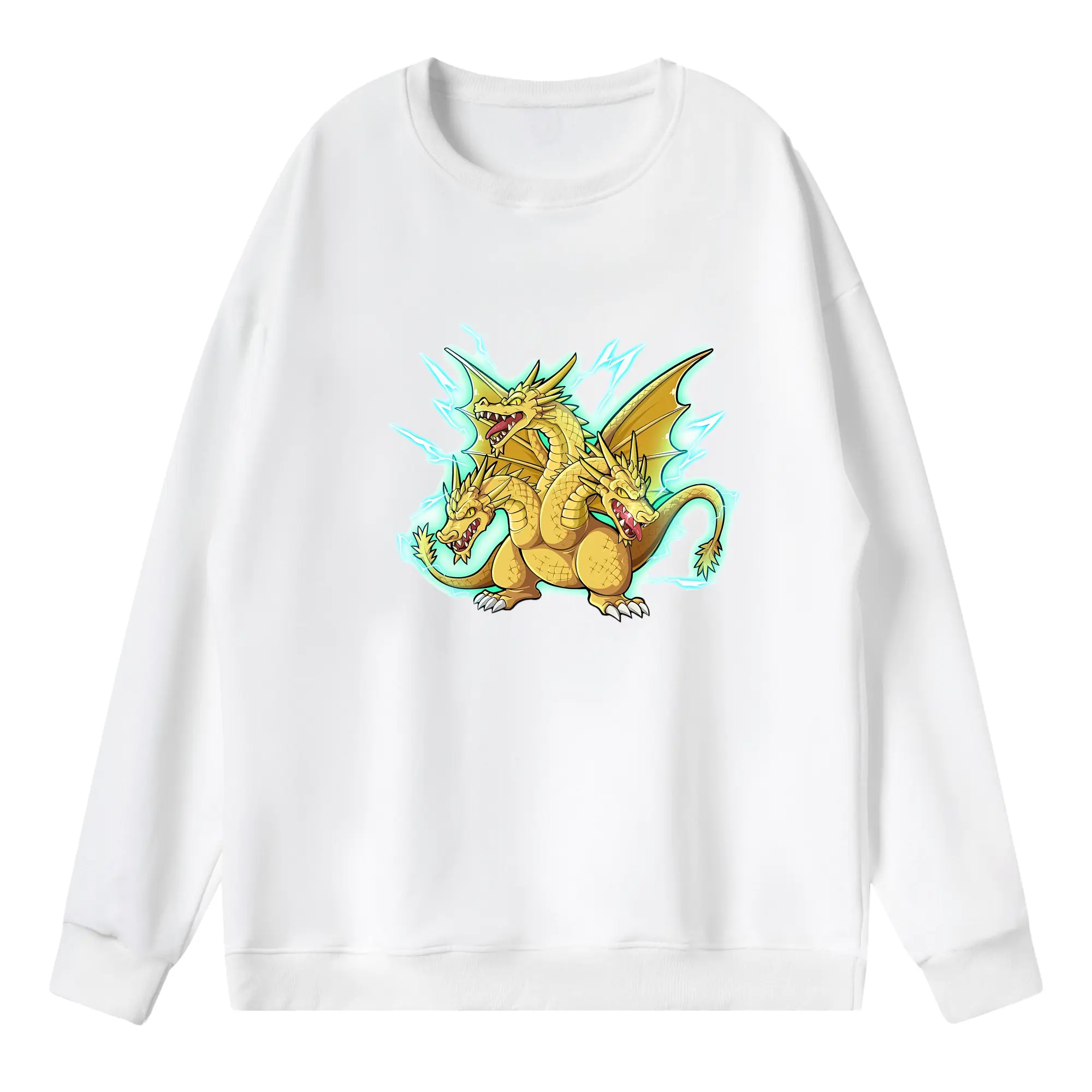 ゴジラ グッズ,キングギドラ - 薄手 クルーネック スウェット 裏毛260g · ポリエステル 春秋向け カジュアル 男女兼用 · トレーナー デイリー スポーツ 散歩に最適