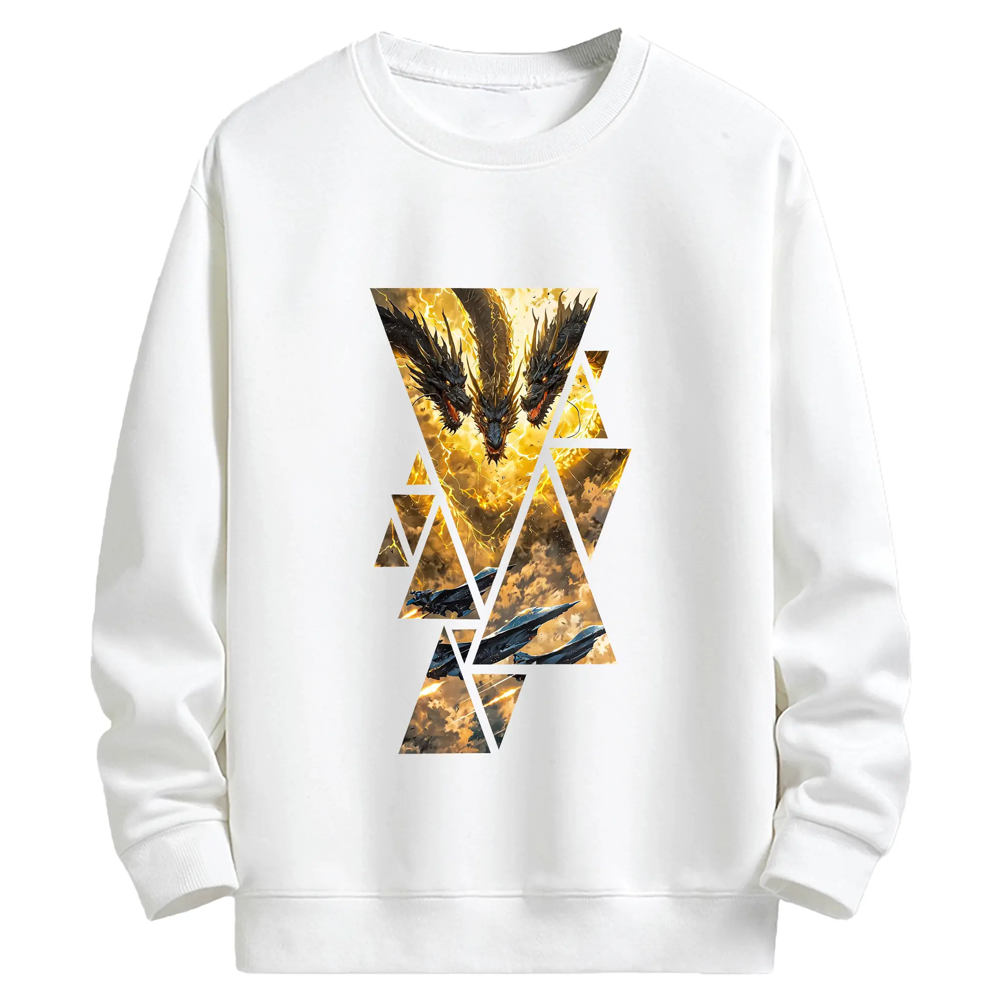 ゴジラ グッズ,キングギドラ - キッズ クルーネックスウェットシャツ ・ フロントプリント ・ 綿80％ ポリエステル20％ ・ 快適 通学 スポーツ 日常使い お散歩用