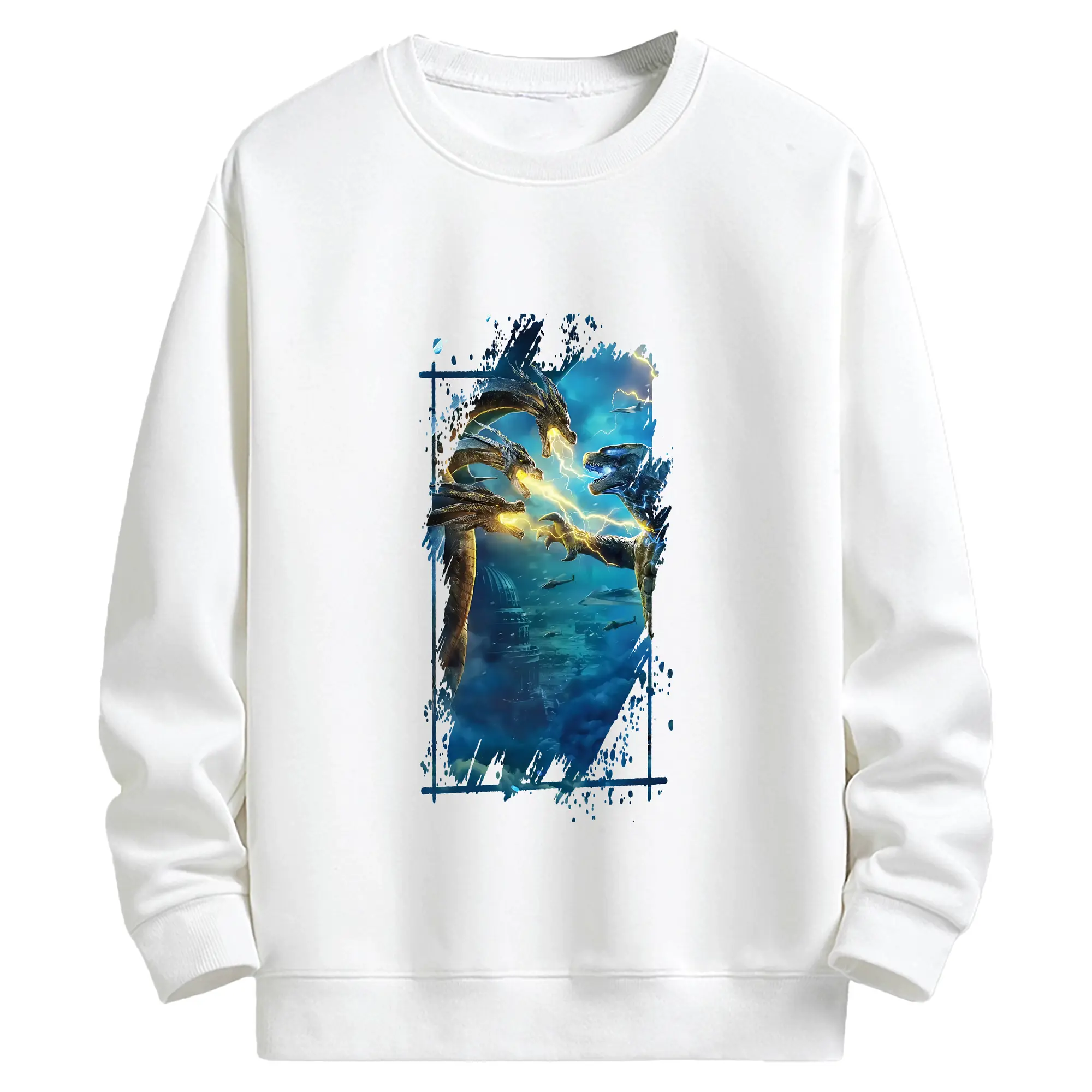 ゴジラ グッズ,キングギドラ - キッズ クルーネックスウェットシャツ ・ フロントプリント ・ 綿80％ ポリエステル20％ ・ 快適 通学 スポーツ 日常使い お散歩用
