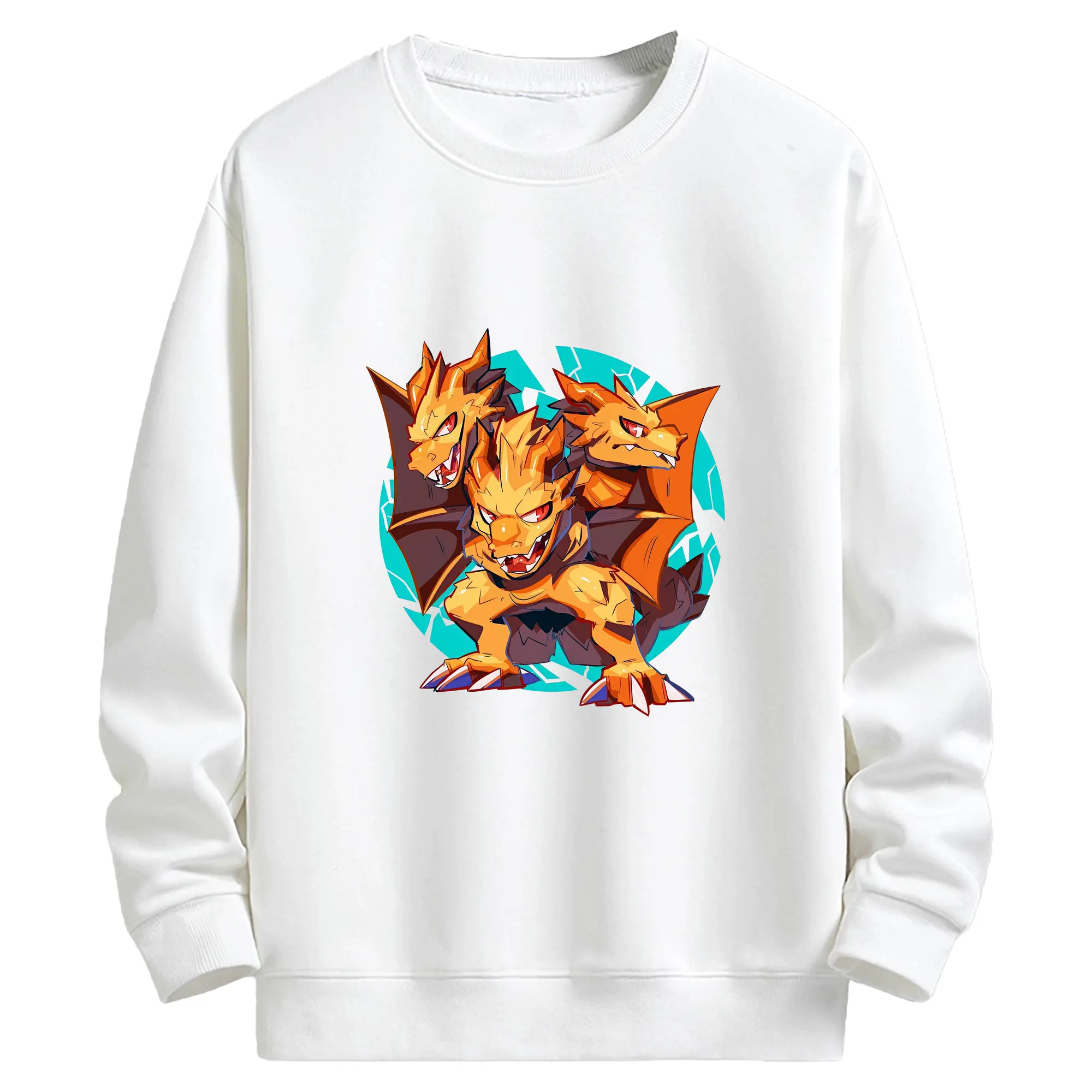 ゴジラ グッズ,キングギドラ - キッズ クルーネックスウェットシャツ ・ フロントプリント ・ 綿80％ ポリエステル20％ ・ 快適 通学 スポーツ 日常使い お散歩用