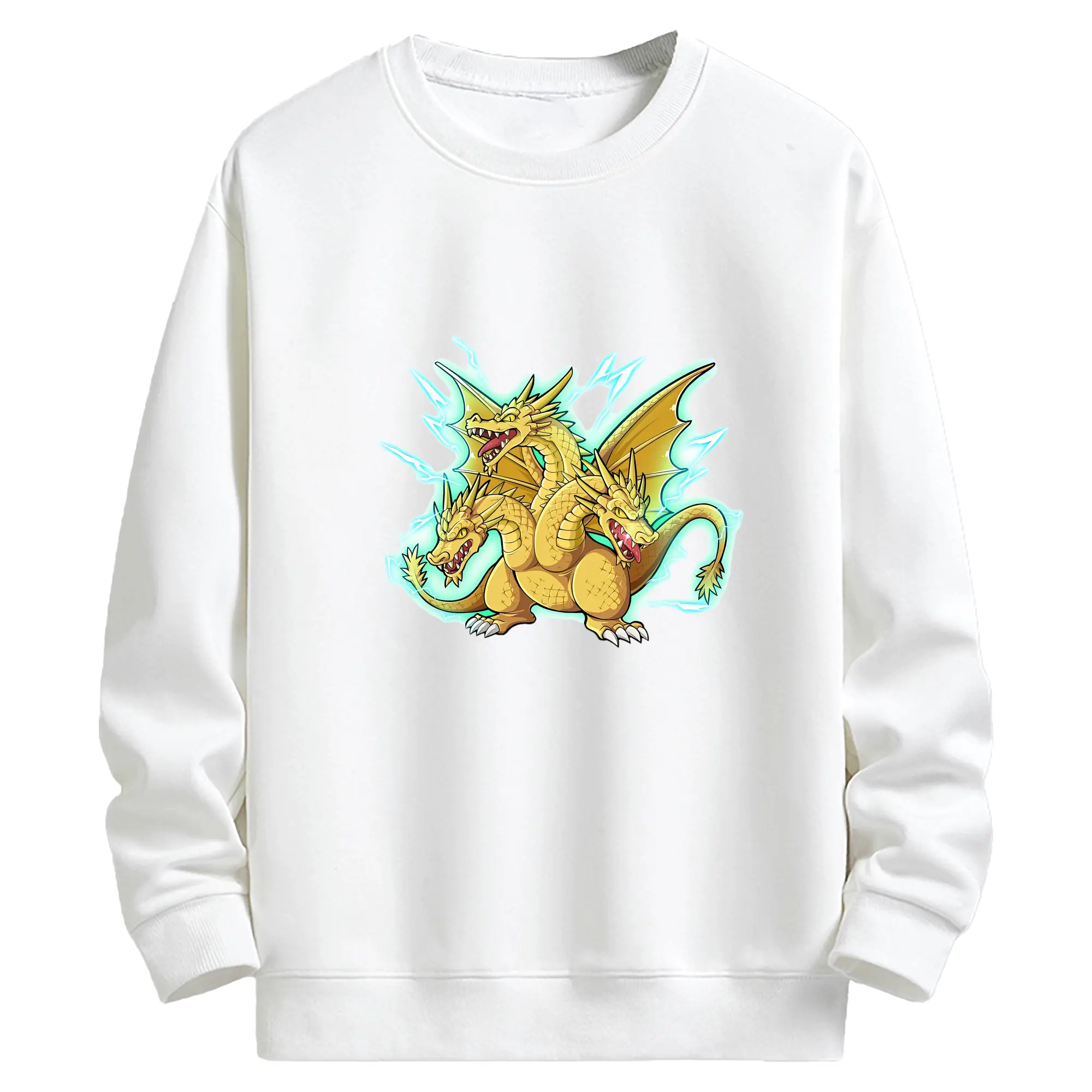 ゴジラ グッズ,キングギドラ - キッズ クルーネックスウェットシャツ ・ フロントプリント ・ 綿80％ ポリエステル20％ ・ 快適 通学 スポーツ 日常使い お散歩用