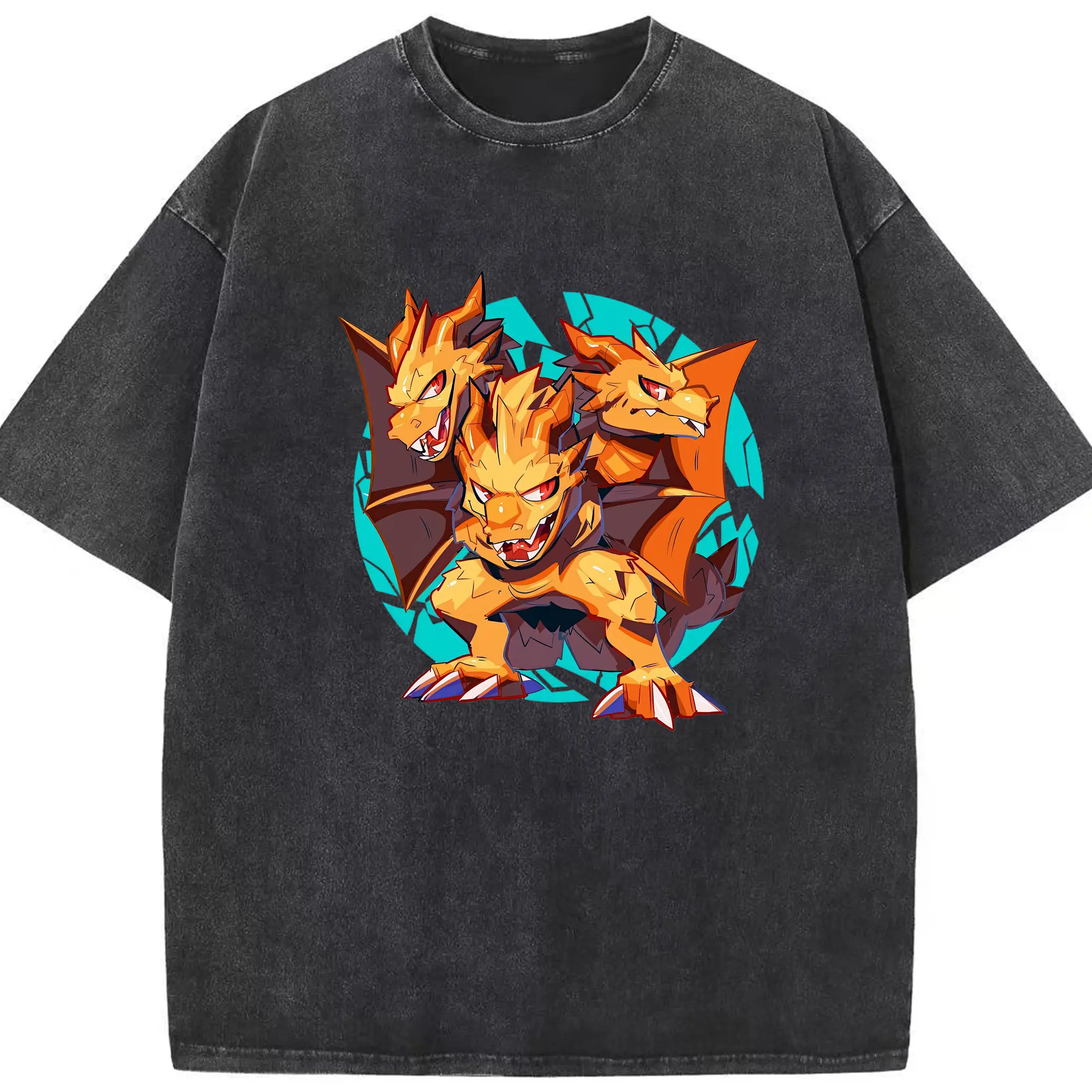 ゴジラ グッズ,キングギドラ - 綿100％ ヴィンテージ風 半袖Tシャツ ・ フロントプリント ・ 柔らか肌触り ・ 通気性 快適 ・ スポーツ カジュアル 外出用