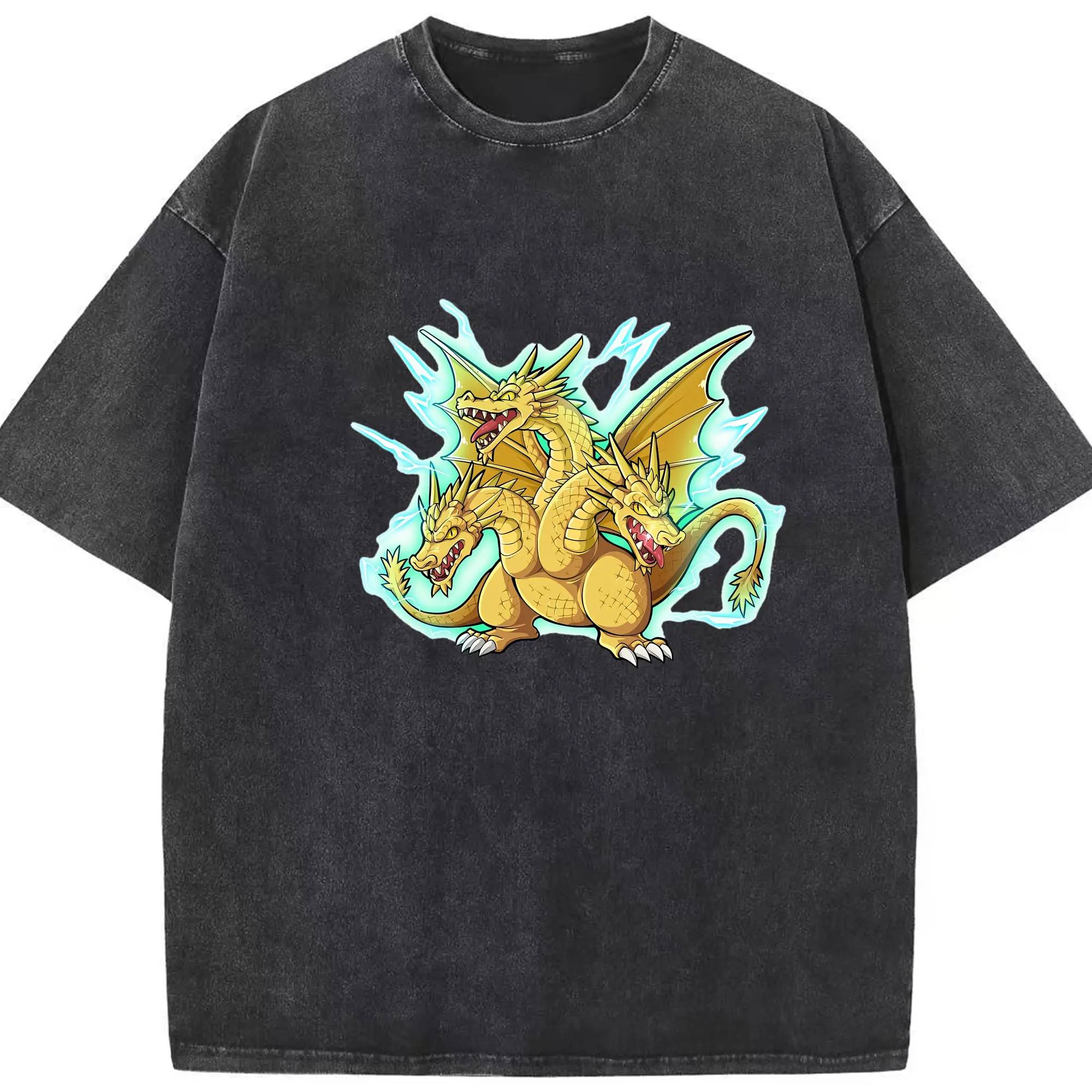 ゴジラ グッズ,キングギドラ - 綿100％ ヴィンテージ風 半袖Tシャツ ・ フロントプリント ・ 柔らか肌触り ・ 通気性 快適 ・ スポーツ カジュアル 外出用