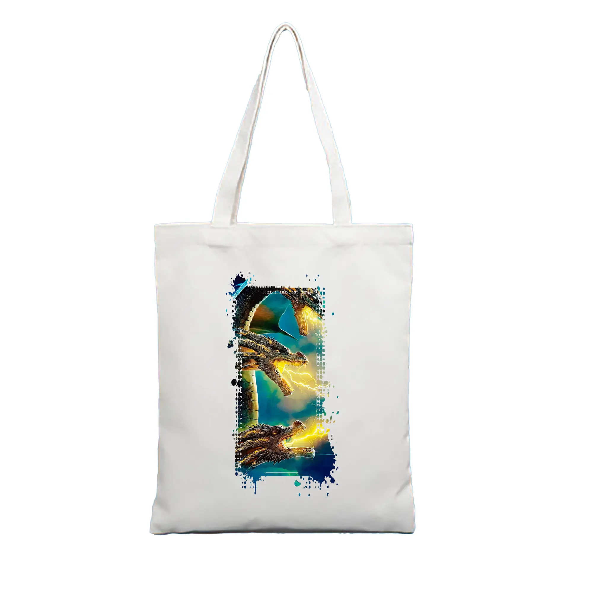 ゴジラ グッズ,キングギドラ - 縦型キャンバス手提げバッグ（トートバッグ） ・ キャンバス素材 ・ ショッピング用 ・ 軽量 丈夫 お手入れ簡単